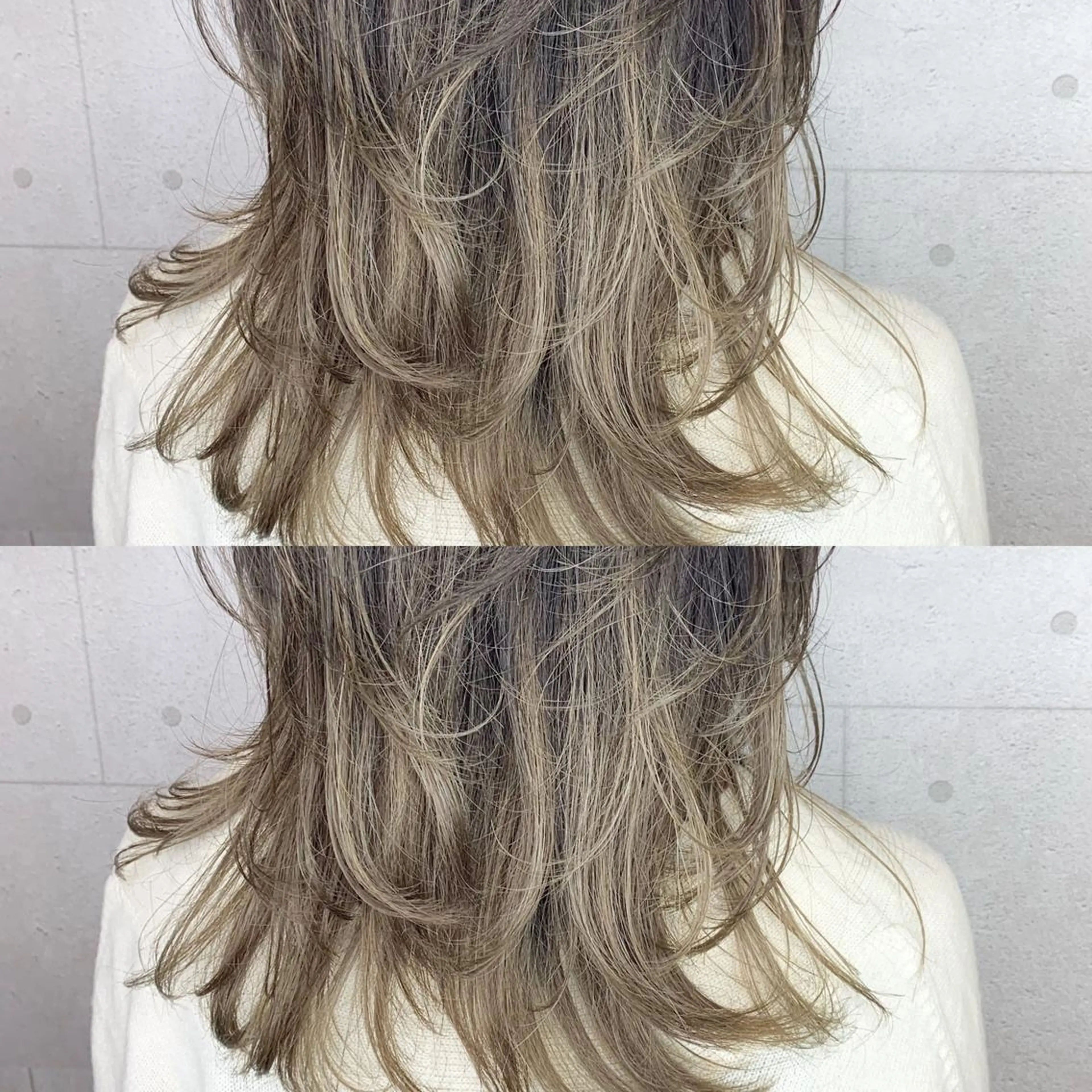 ミディアム カラー 韓国レイヤーカット/ ダブルカラーのヘアスタイル