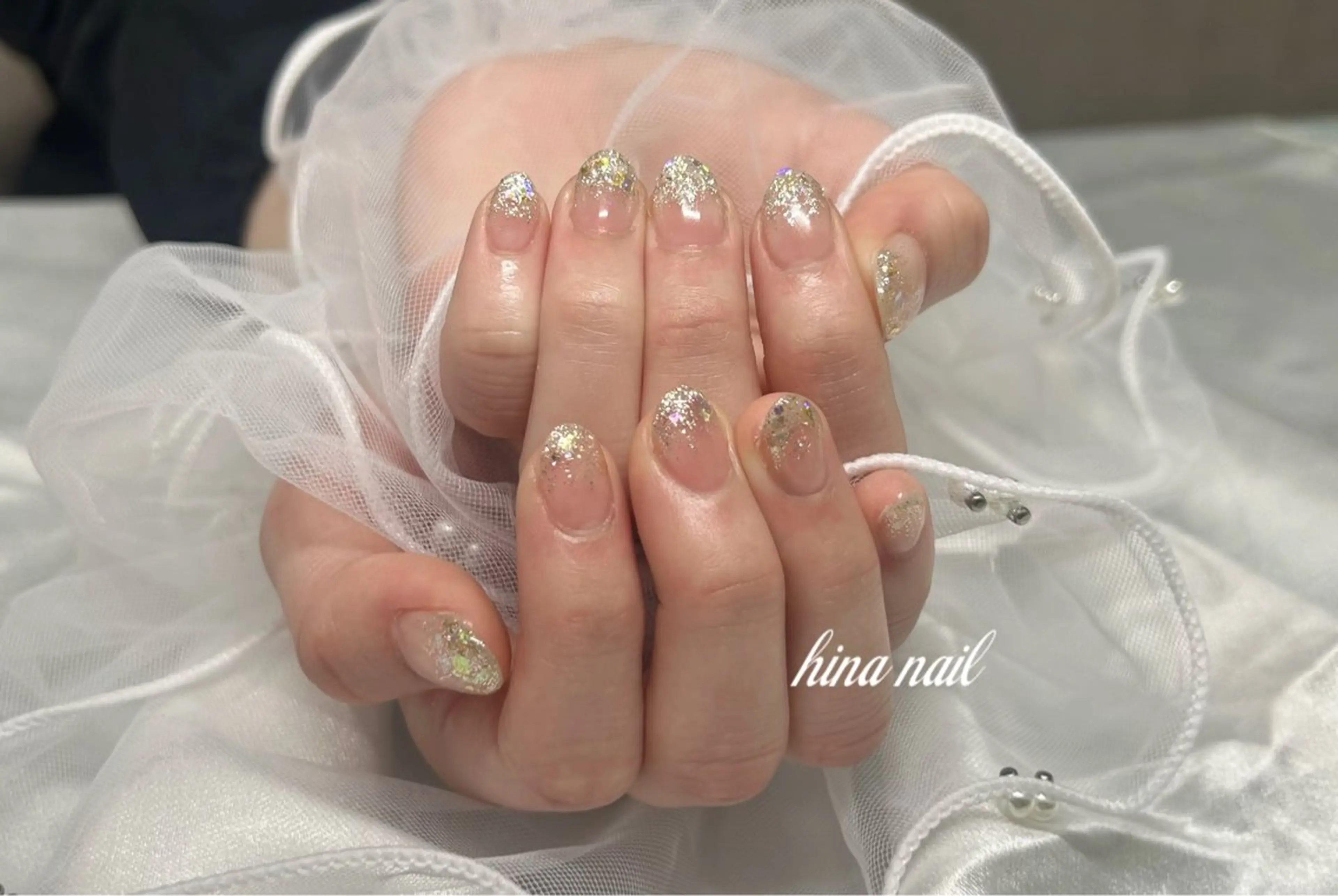 ネイル グラデーション ラメ(グリッター) ラメグラデーション ハンドネイル Muguet nail所属・Hina nail 木場のネイルデザイン