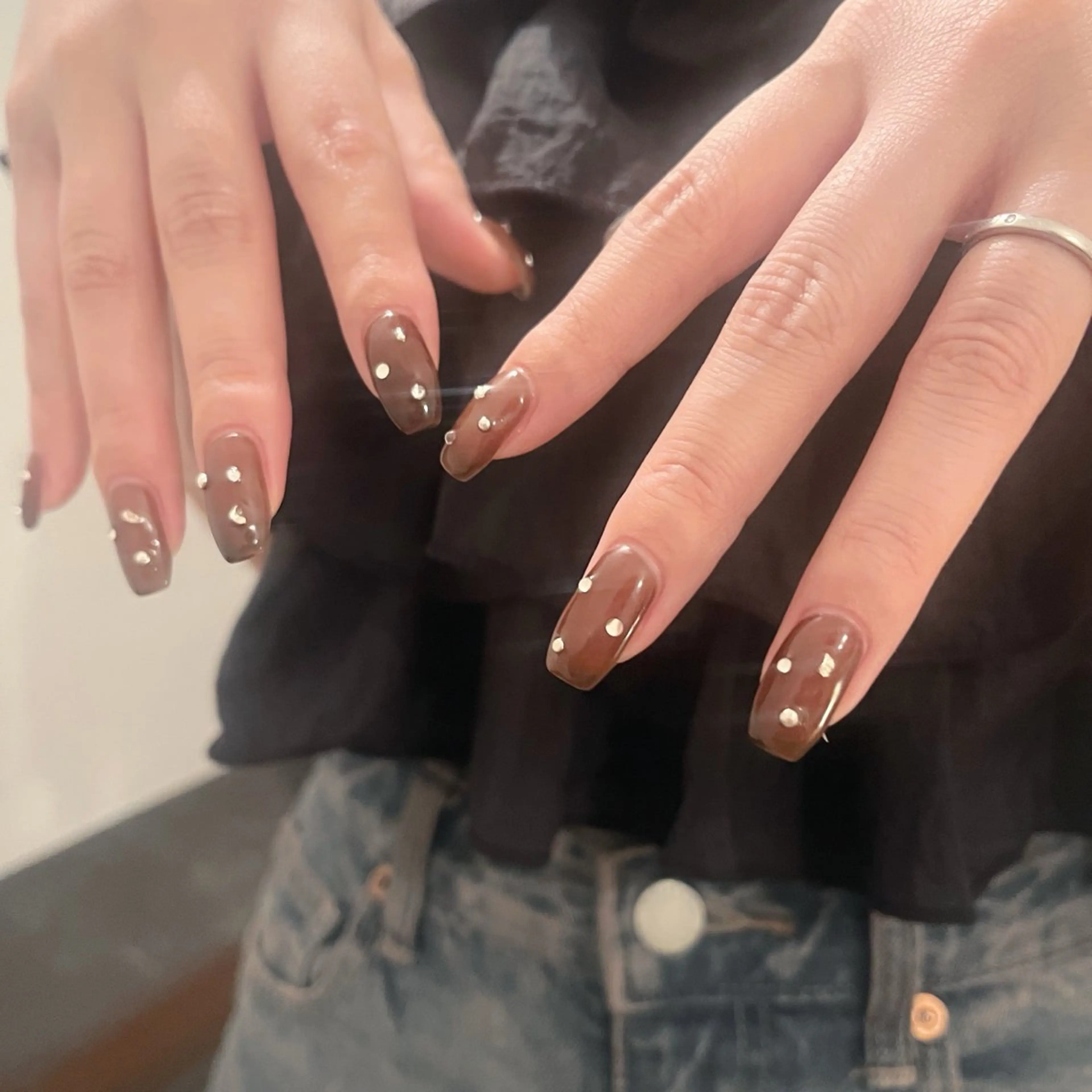 ネイル ブラウン キラキラネイル K Aのネイルデザイン