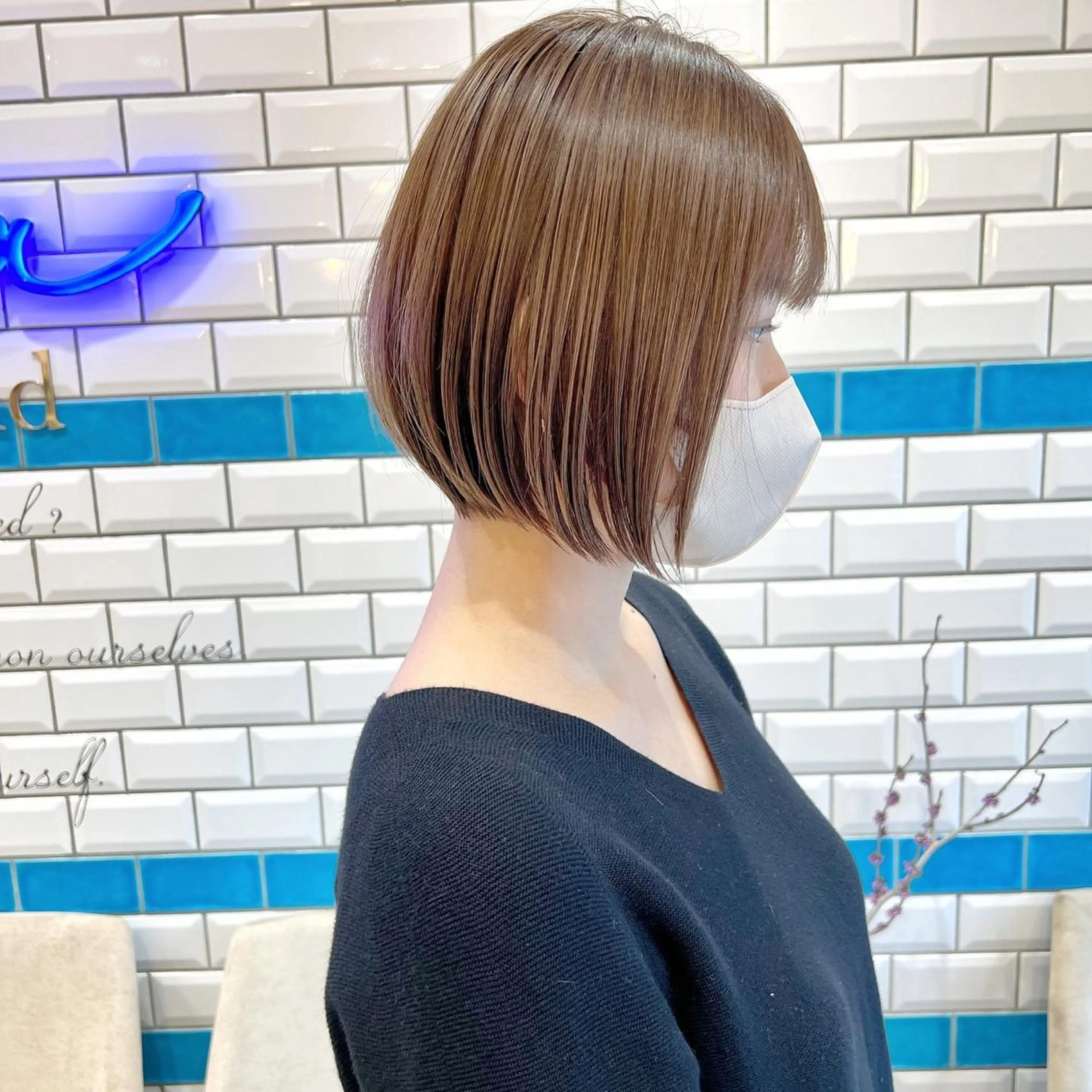 ショート カラー パーマ ショートヘア ブリーチなしベージュ レイヤー/リョウヤのヘアスタイル