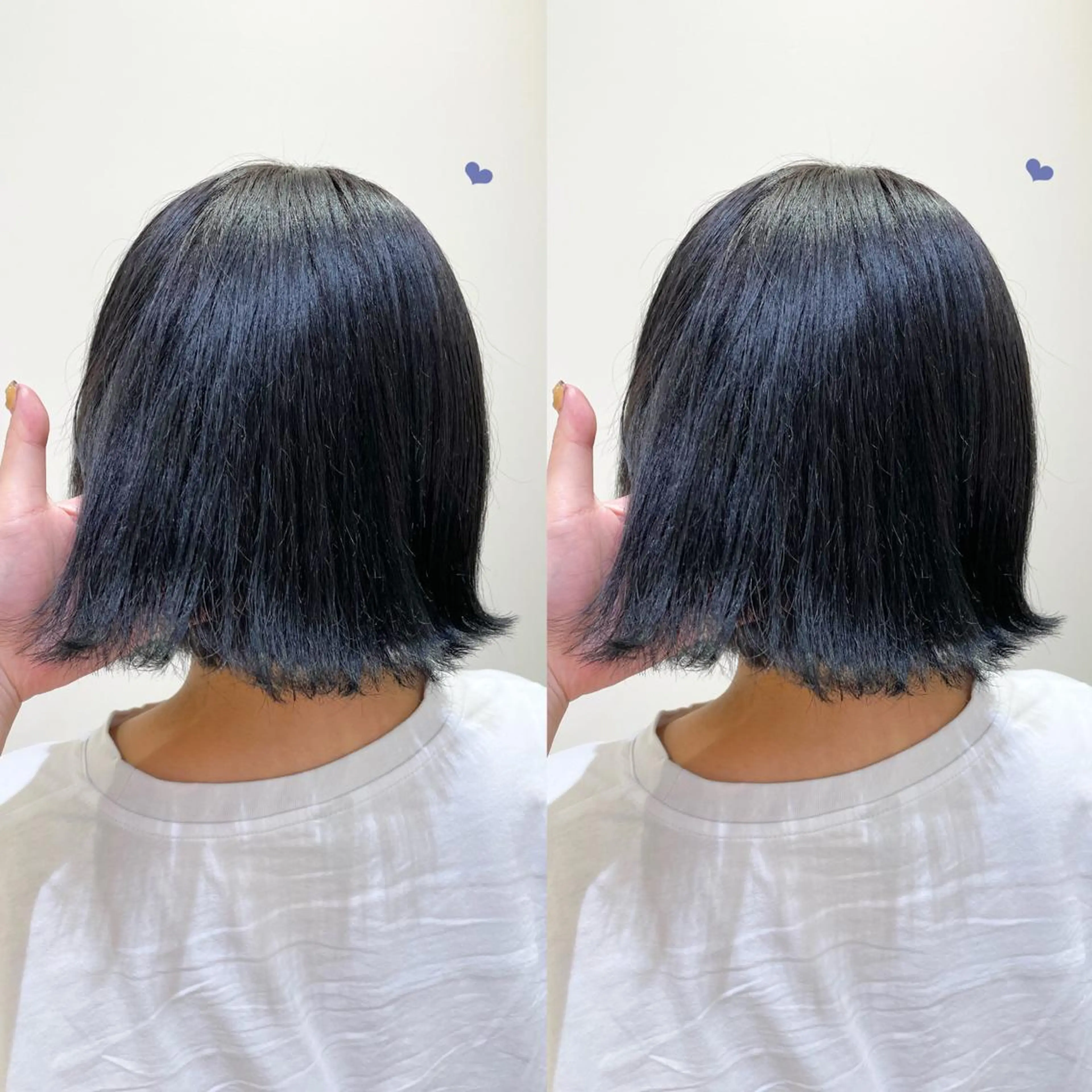 ミディアム カラー 黒髪 ブルーカラー ブルーブラック 透明感カラー エクステ/ハイトーン 🐏☁️miminaのヘアスタイル