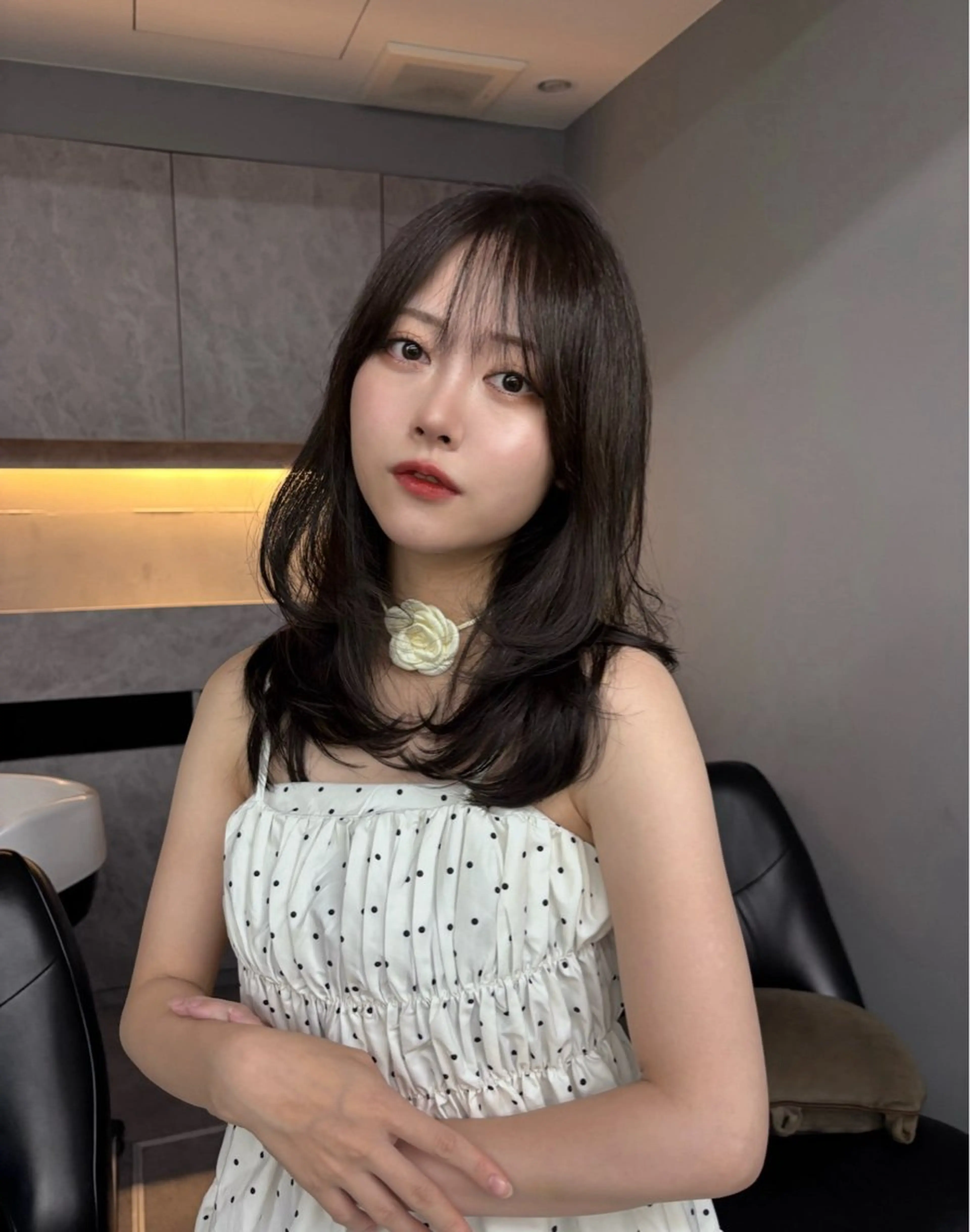 セミロング レイヤーカット カット ヘアカラー 透明感/韓国ヘア/ miyu 🎀のヘアスタイル