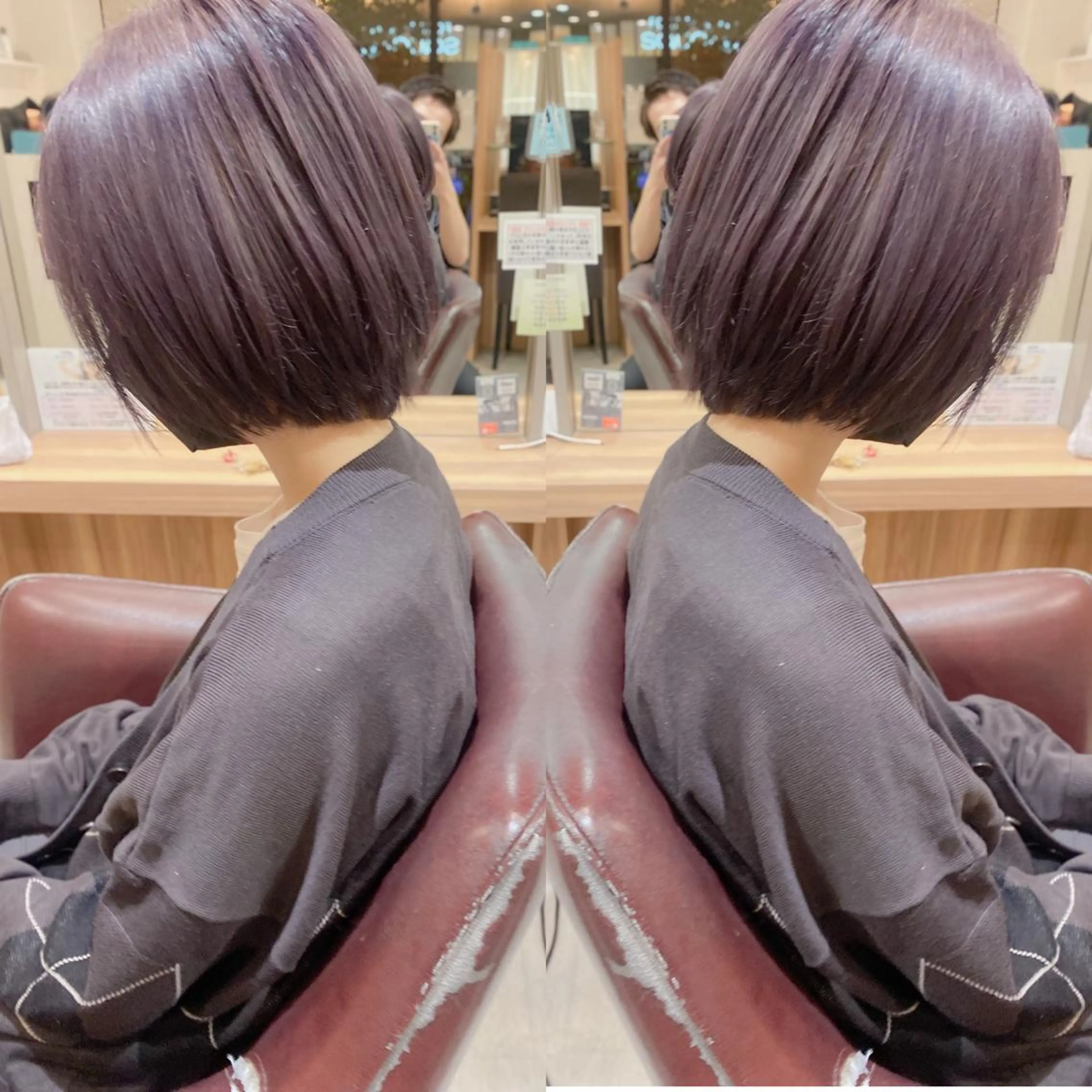 ショート カラー ヘアアレンジ 切りっぱなしボブ ラベンダーカラー ボブ カット ヘアカラー トリートメント 竹内啓太 ボブのヘアスタイル