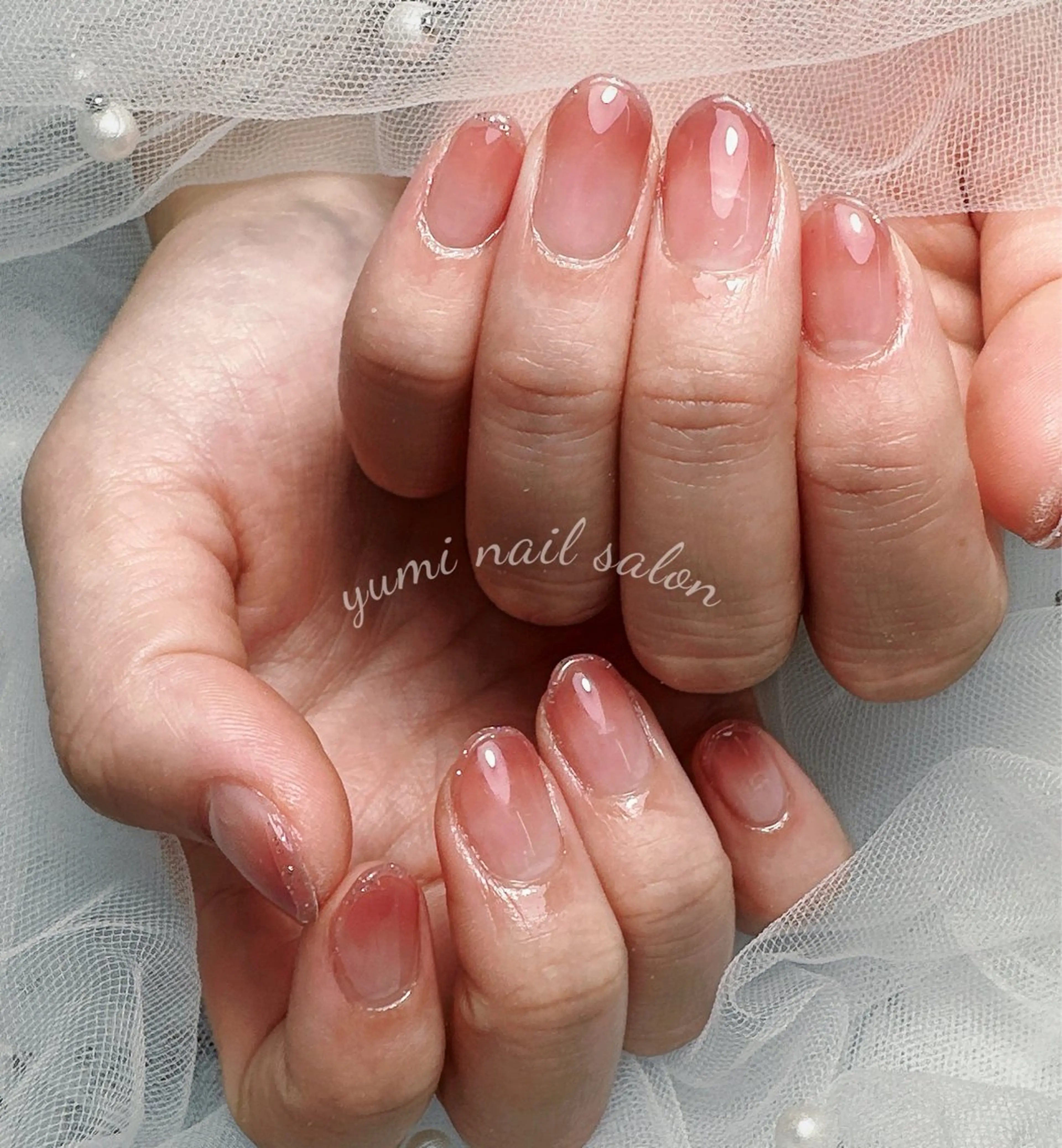 ネイル shineジェル& チップ長さだしのネイルデザイン