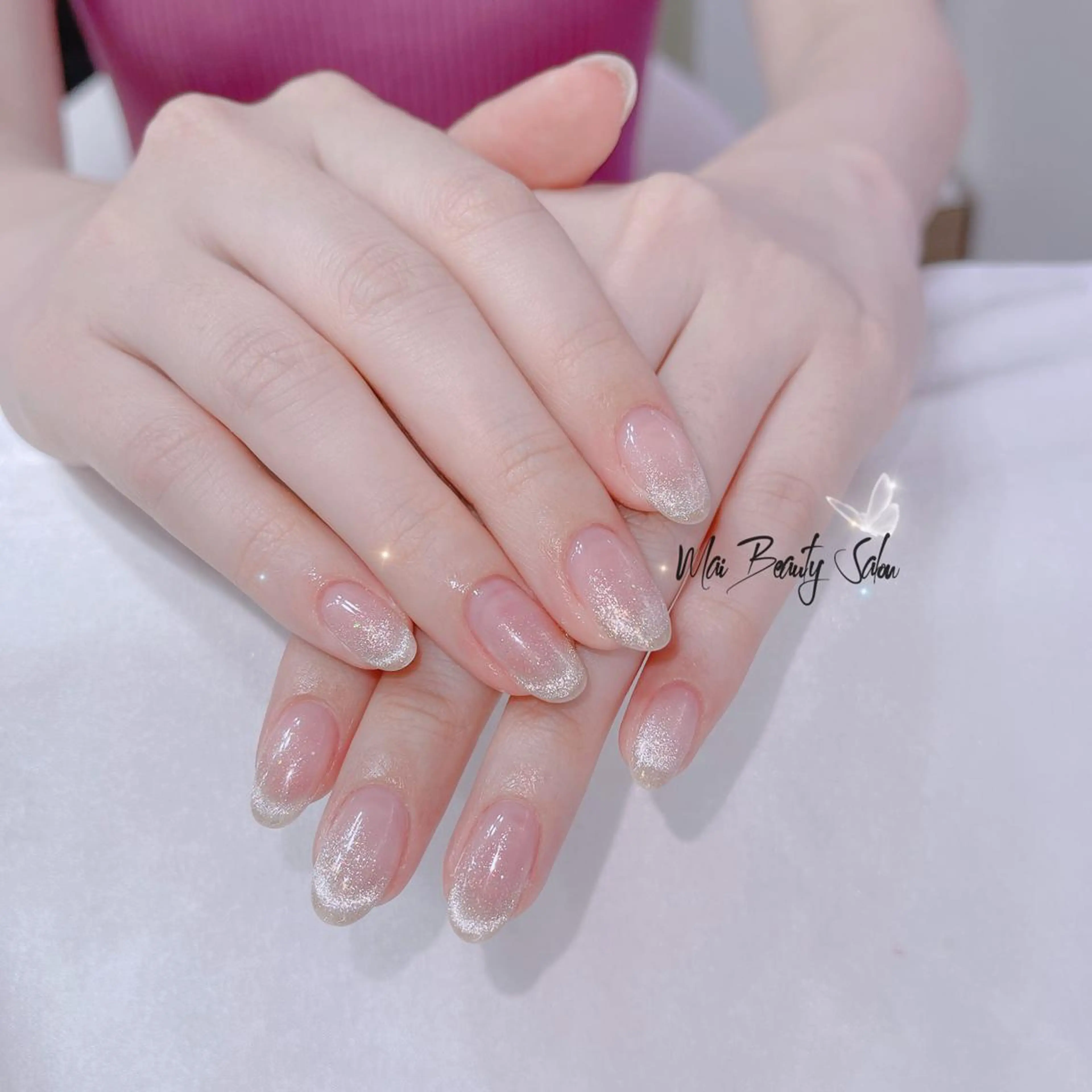 ネイル オーロラネイル 長さ出し フラッシュネイル フレンチネイル ジェルネイル MaiBeauty DanHiのネイルデザイン