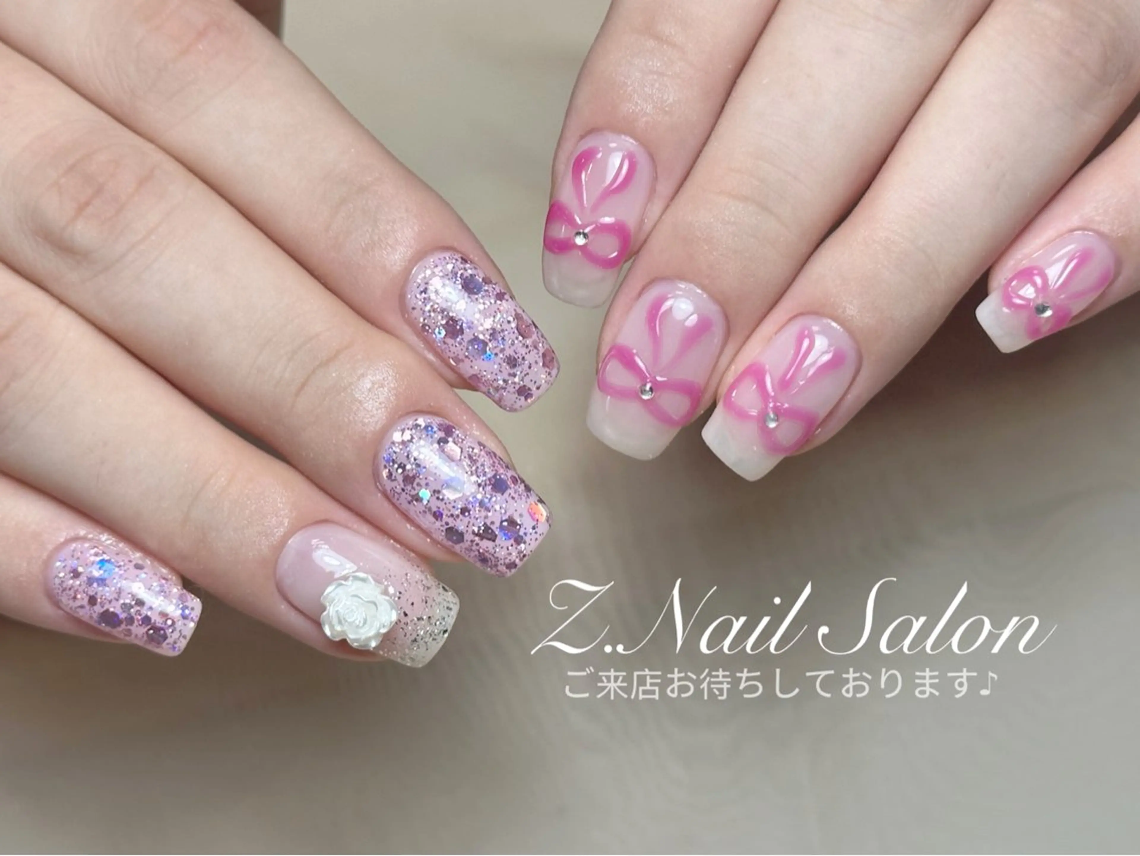 ネイル 長さ出し フットネイル フレンチネイル ジェルネイル ガラスフレンチ ハンドネイル Z.Nail Salonのネイルデザイン
