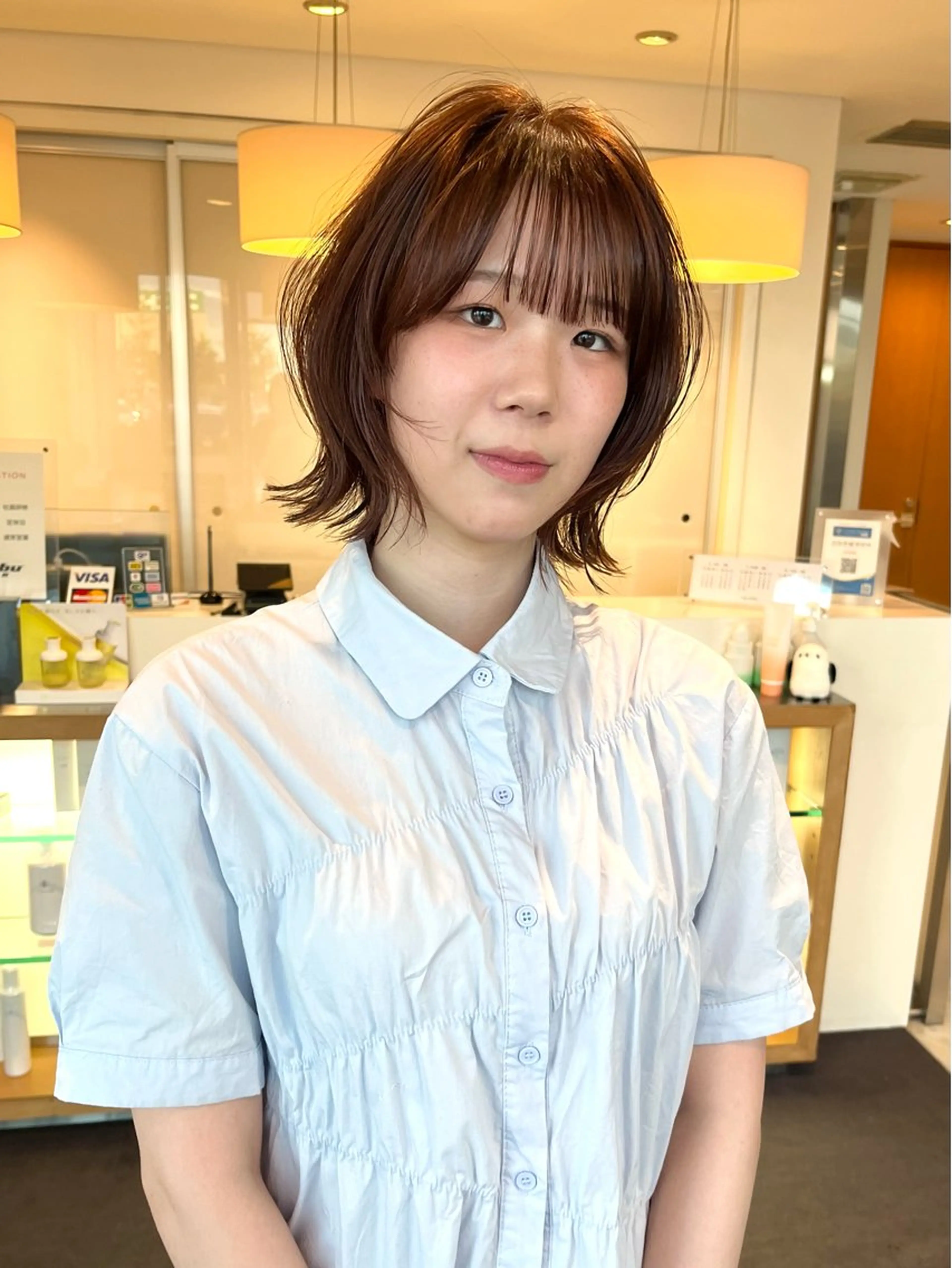 ミディアム カラー カット ヘアカラー トリートメント 村本 千優のヘアスタイル