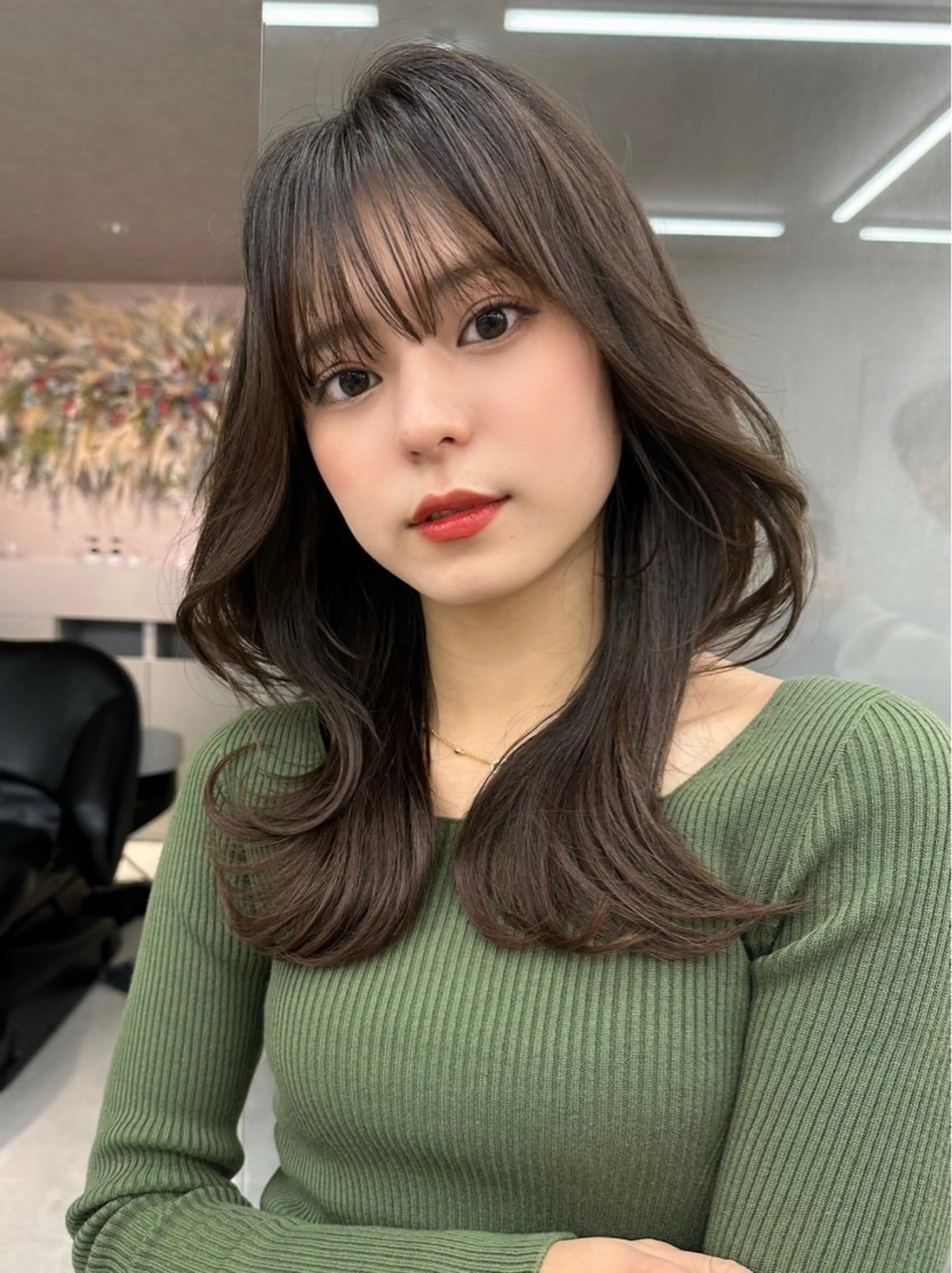 セミロング カット ヘアカラー トリートメント けいし🐬ボブ 美髪縮毛矯正のヘアスタイル