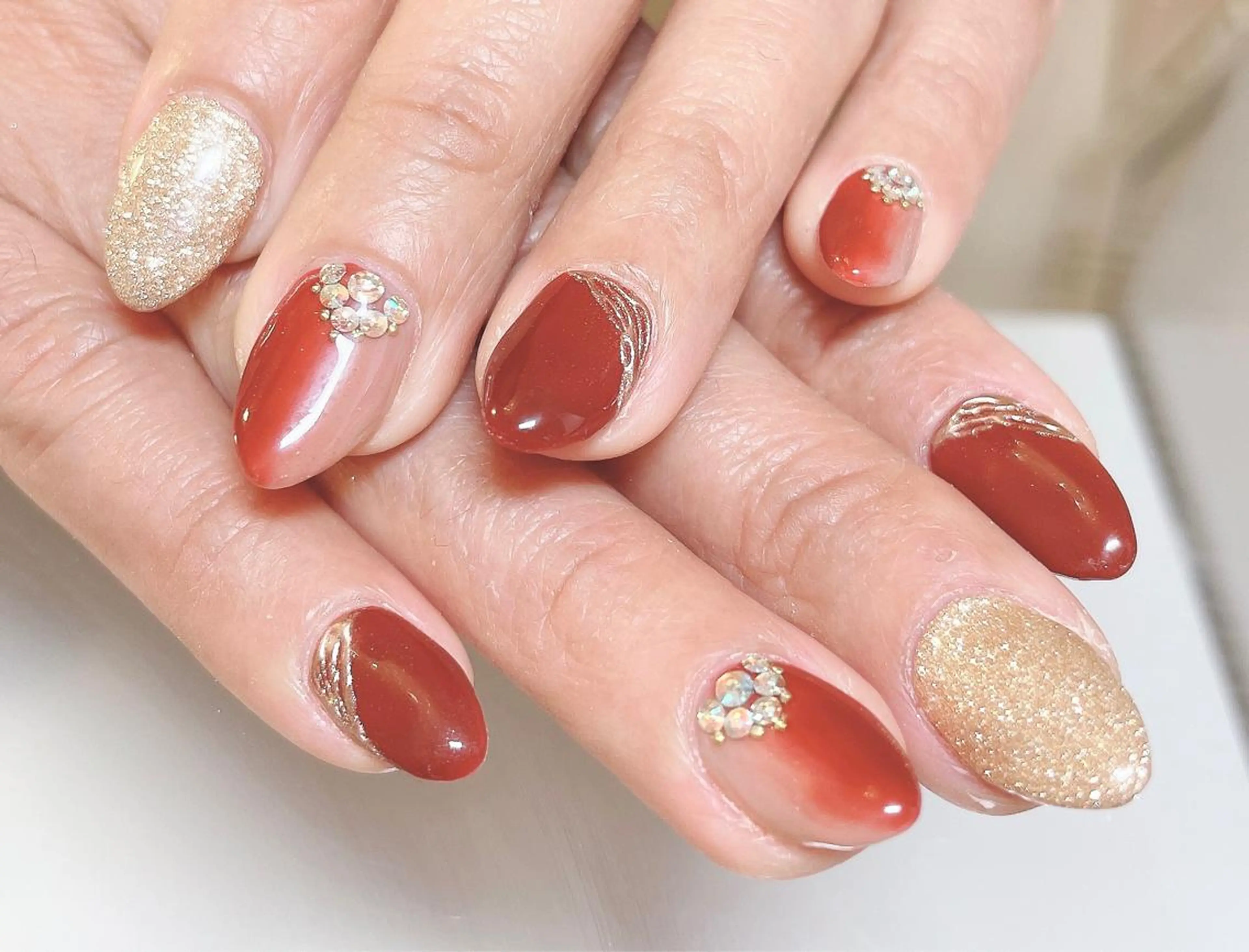 ネイル ボルドー ハンドネイル Nail room Lunaのネイルデザイン