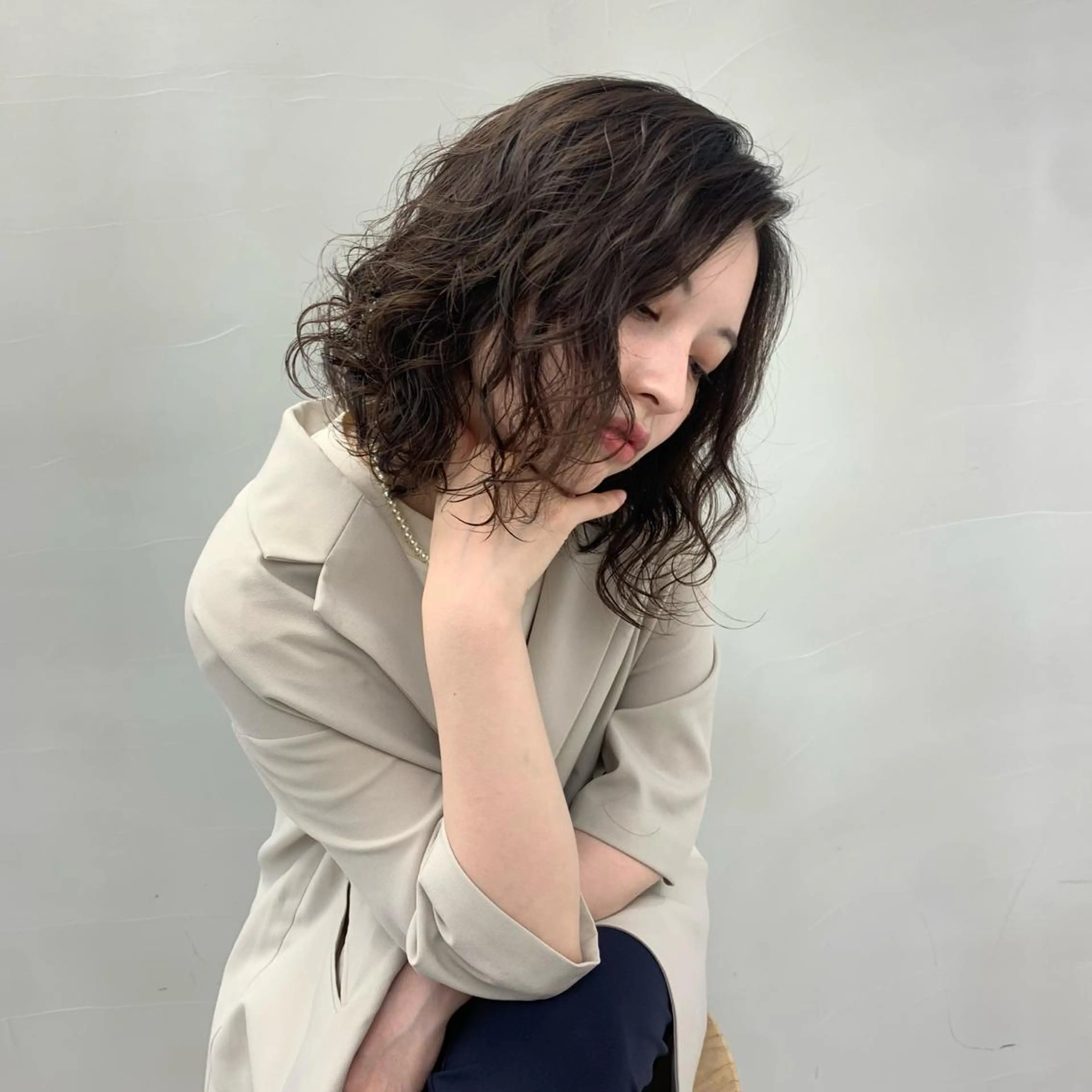 ミディアム beautism clock所属・韓国風🇰🇷うる艶 レイヤー/海青🫧のヘアスタイル