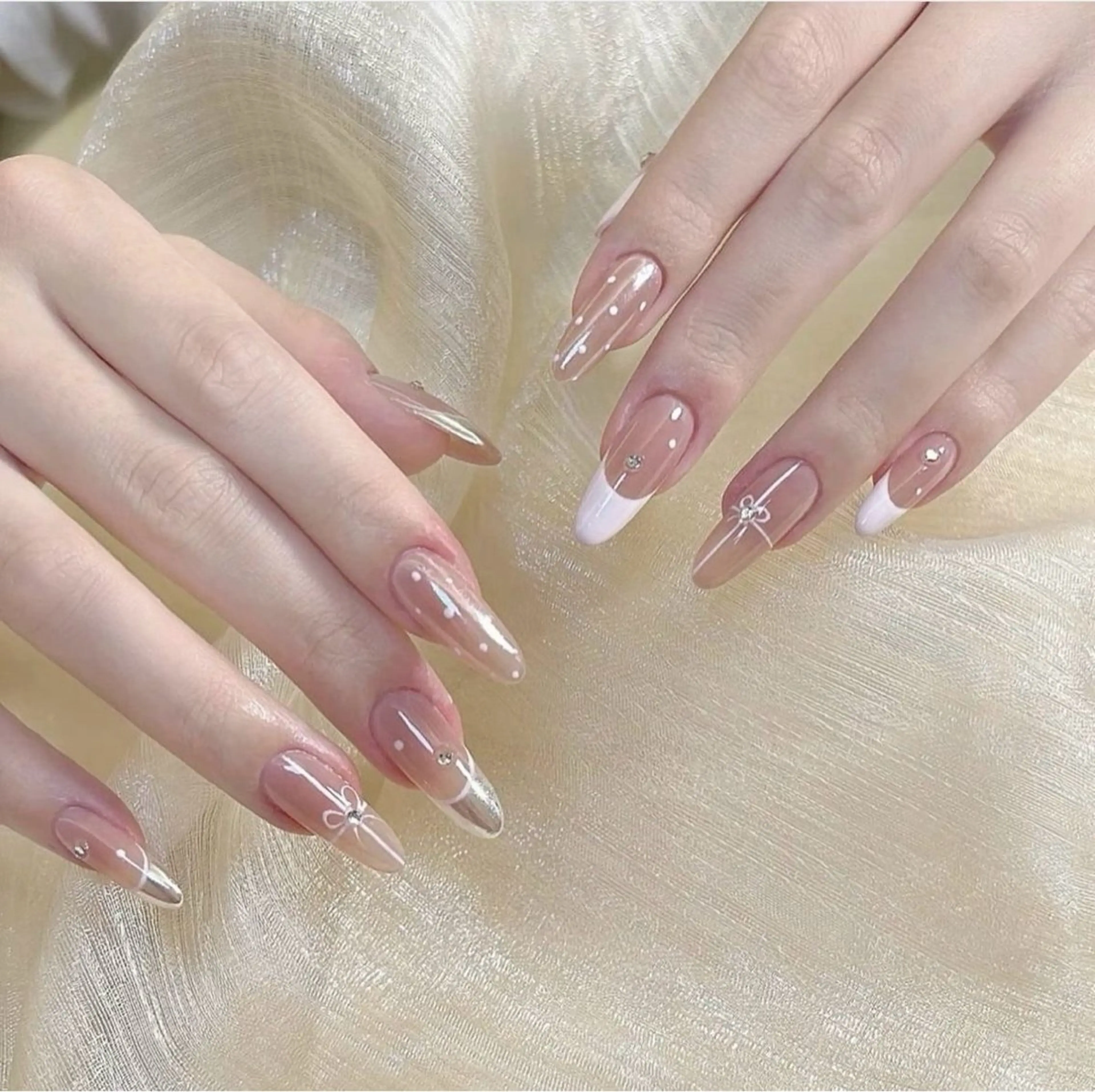 ネイル 長さ出し フレンチネイル グラデーション 卒業式 マグネットネイル ハンドネイル MIHANA NAILのネイルデザイン