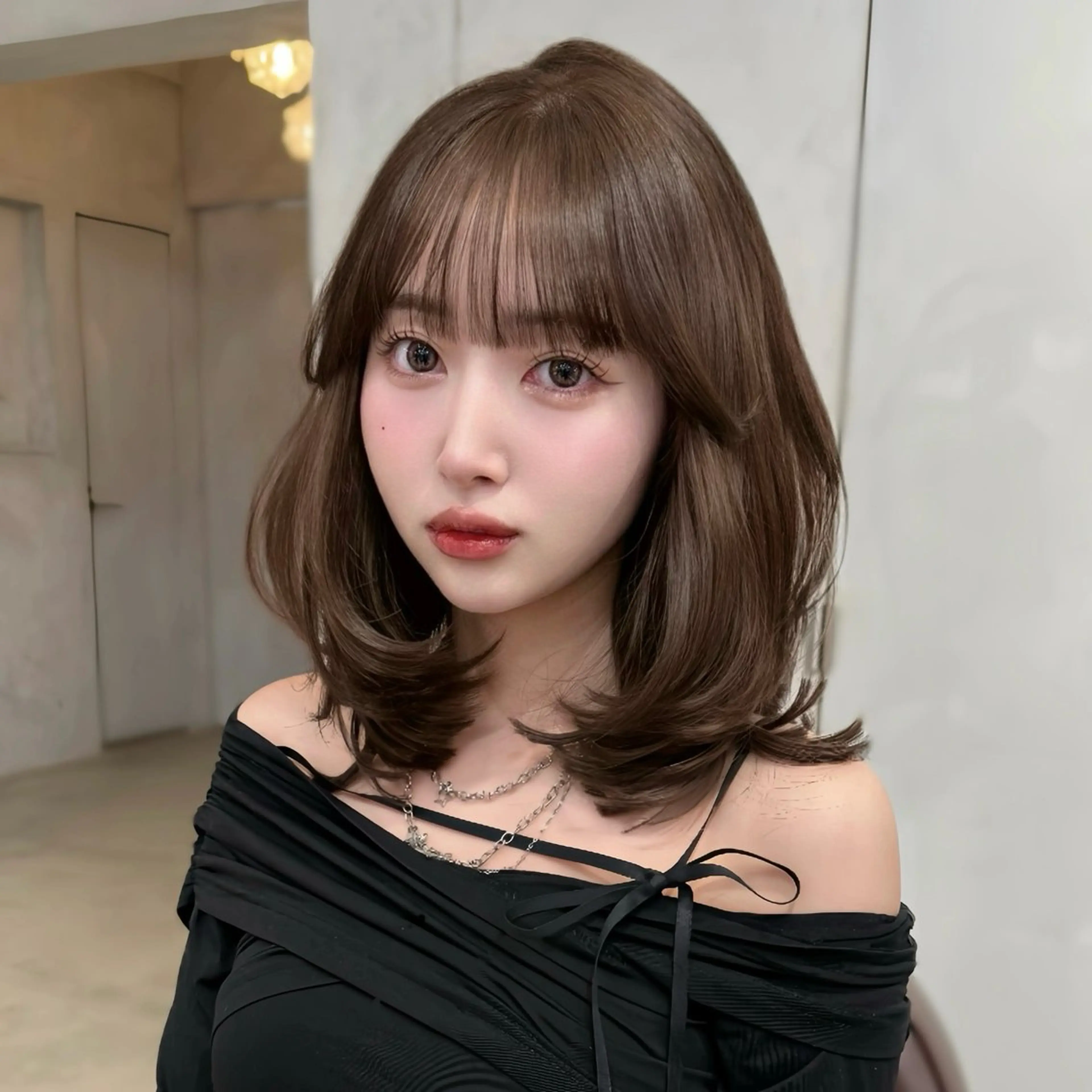 ミディアム ミディアムレイヤー ケアカラー ボブ 伸ばしかけ レイヤーカット ヘアカラー モテ韓国ヘア/ レイヤー🤍RIKAのヘアスタイル