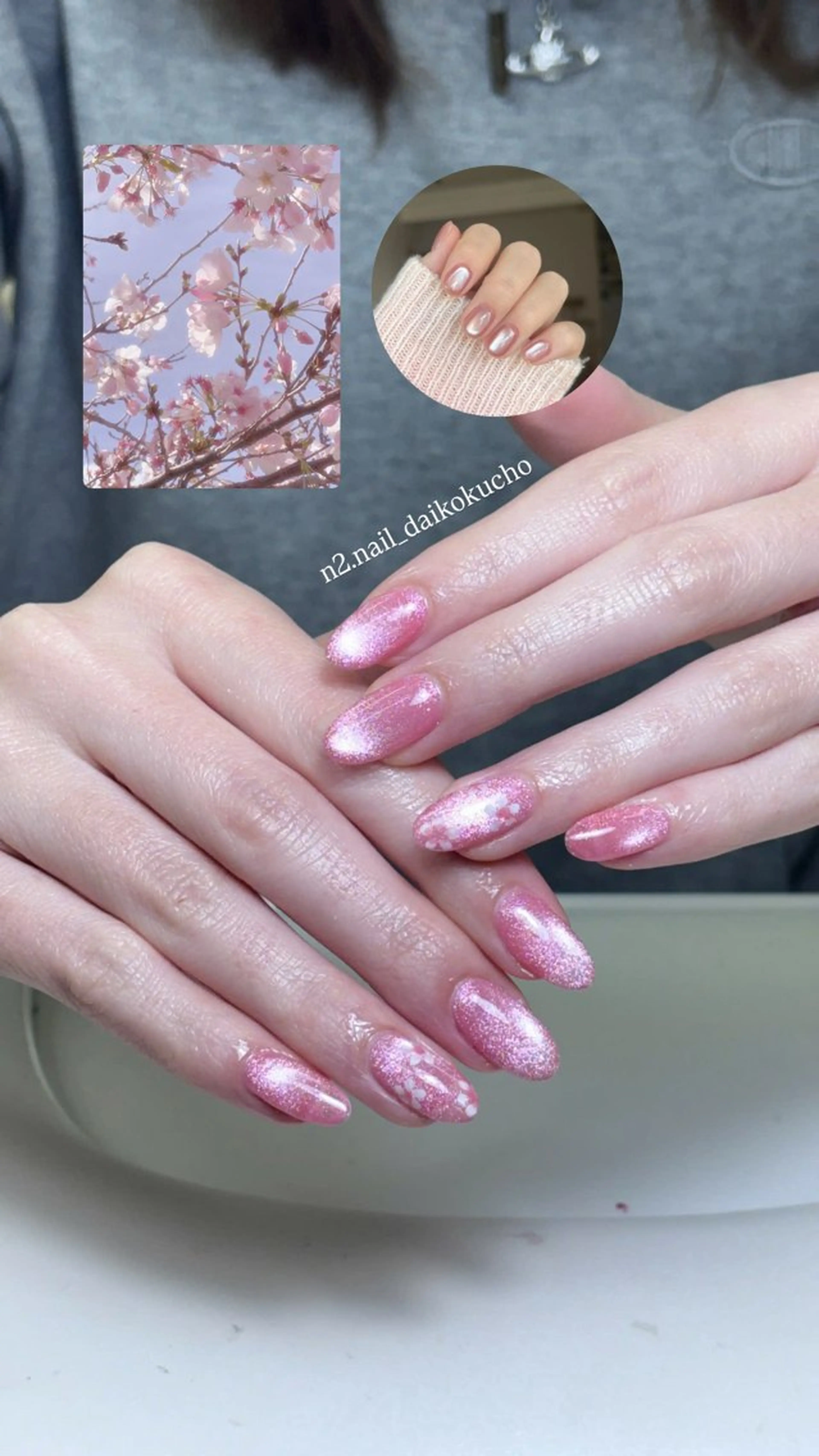 ネイル アートネイル 桜ネイル ニュアンスネイル ピンク 春ネイル N2 nailのネイルデザイン