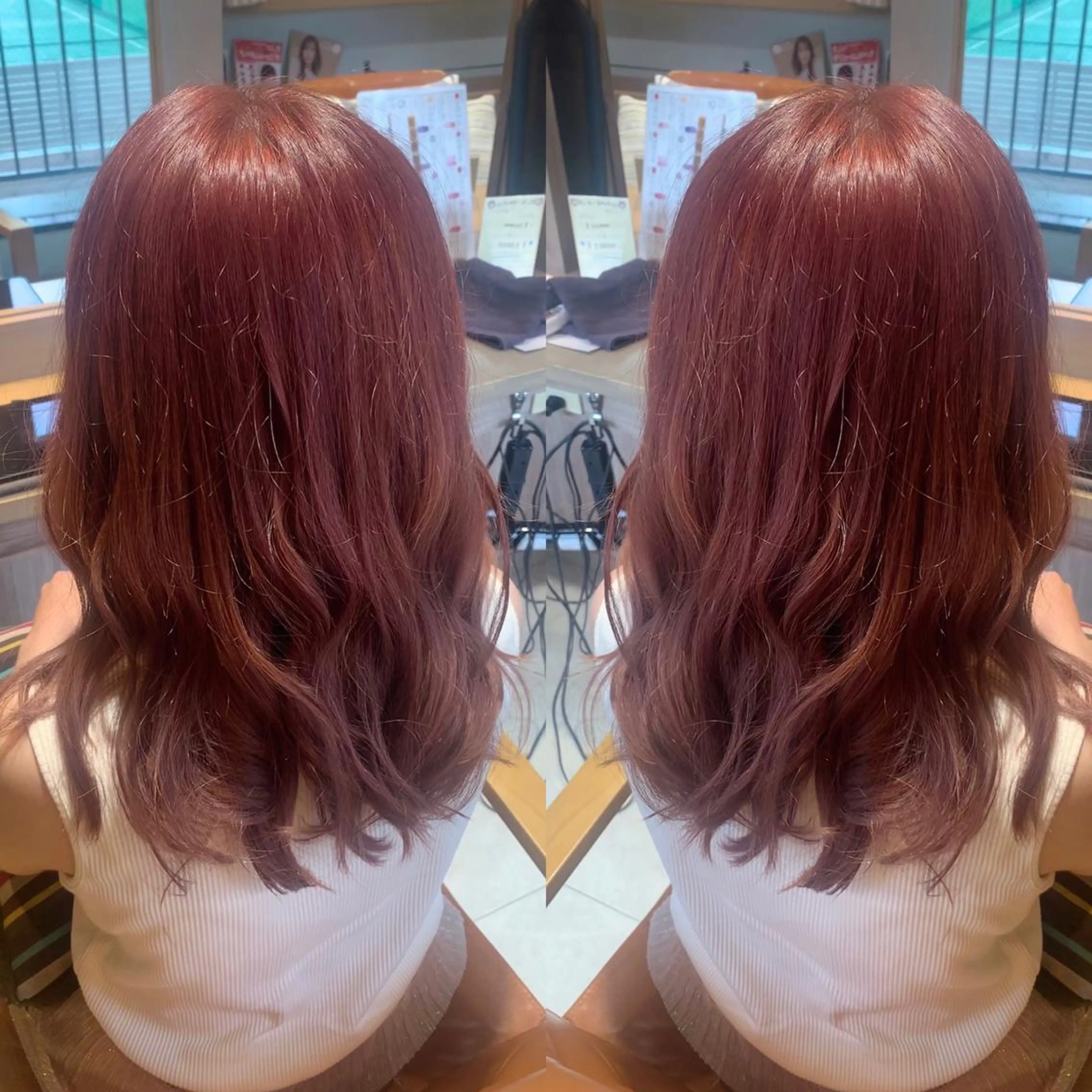 セミロング カラー ベージュカラー ピンクカラー ピンクベージュ 韓国🇰🇷 ✂︎hair 内田愛のヘアスタイル