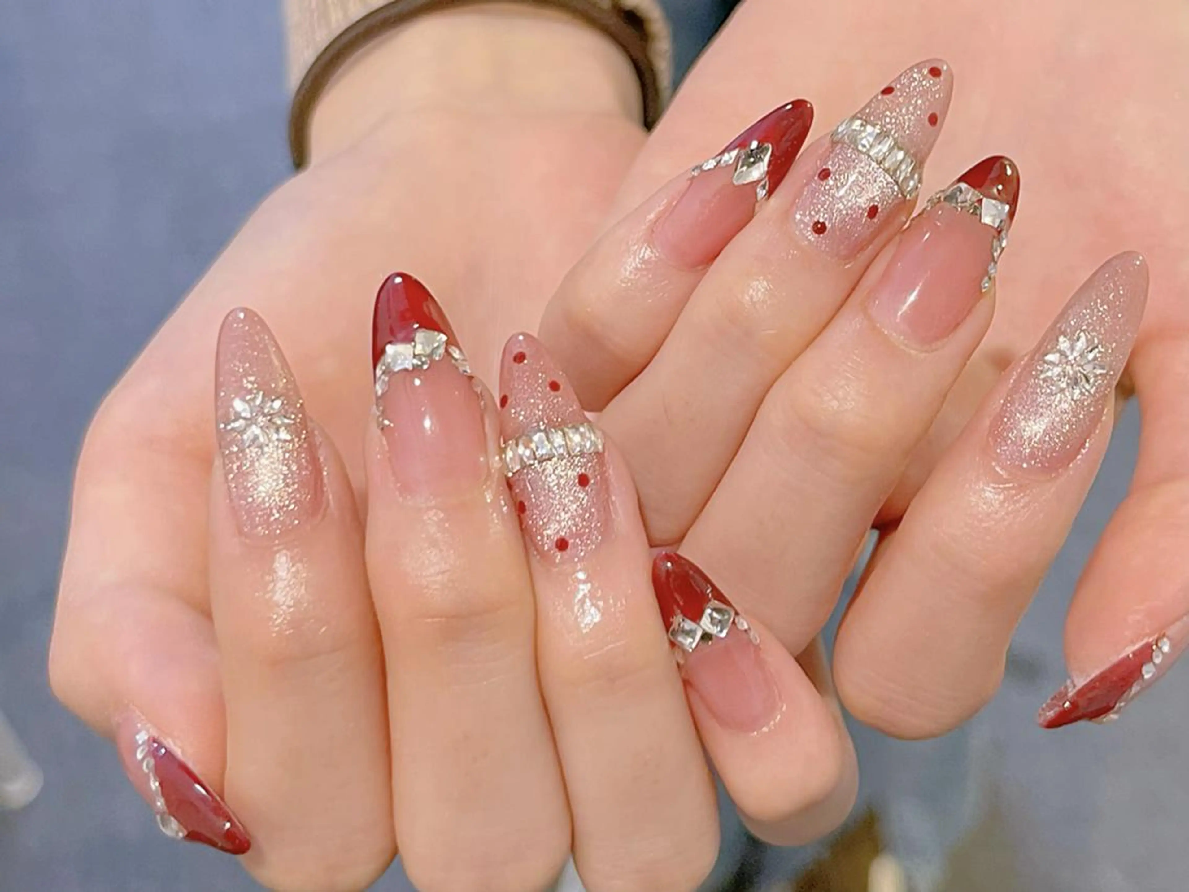 ネイル オーロラネイル 長さ出し フットネイル フレンチネイル ジェルネイル ハンドネイル Xuka Belle Nailのネイルデザイン