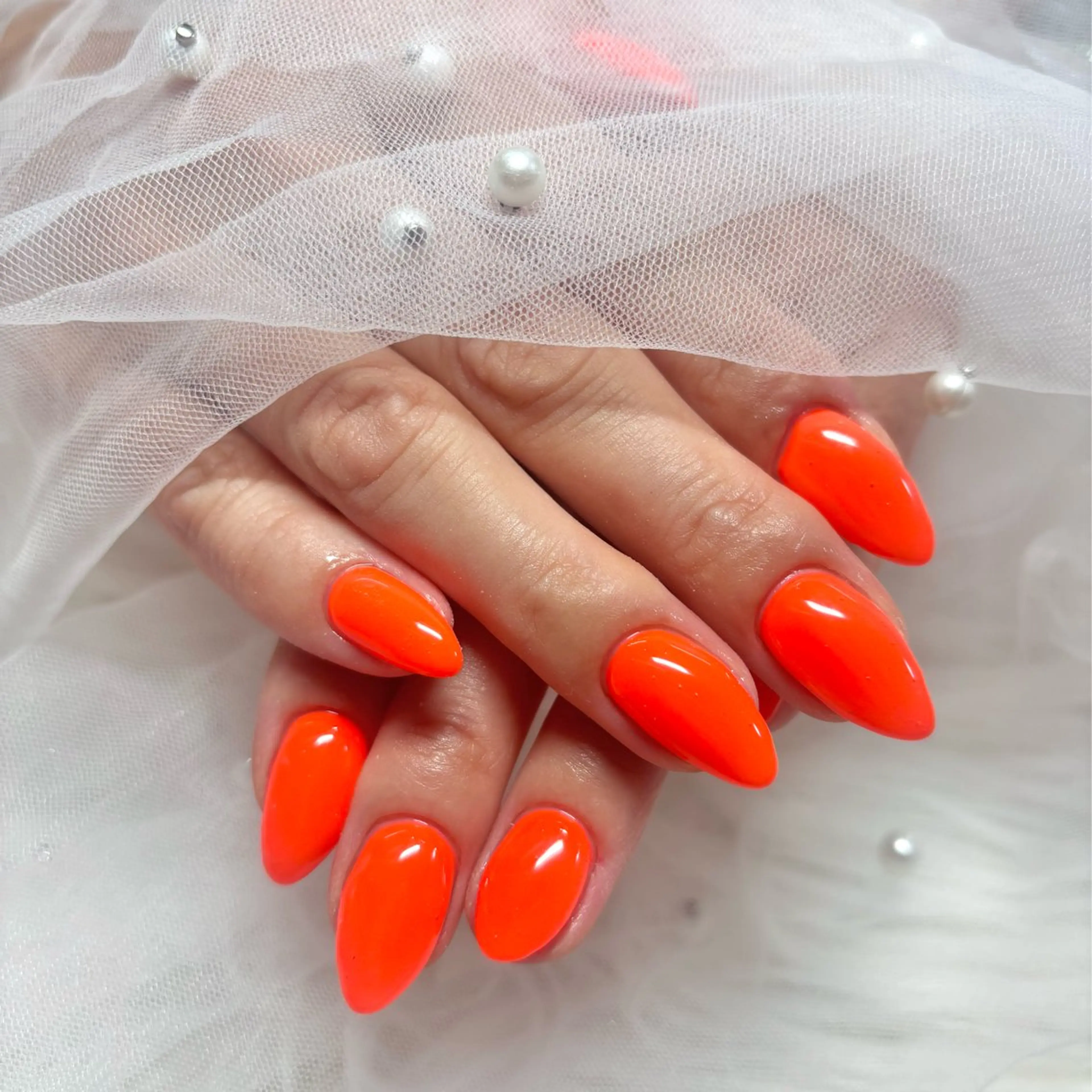 ネイル ジェルネイル オレンジ パラジェル 夏ネイル ハンドネイル Noix nailのネイルデザイン