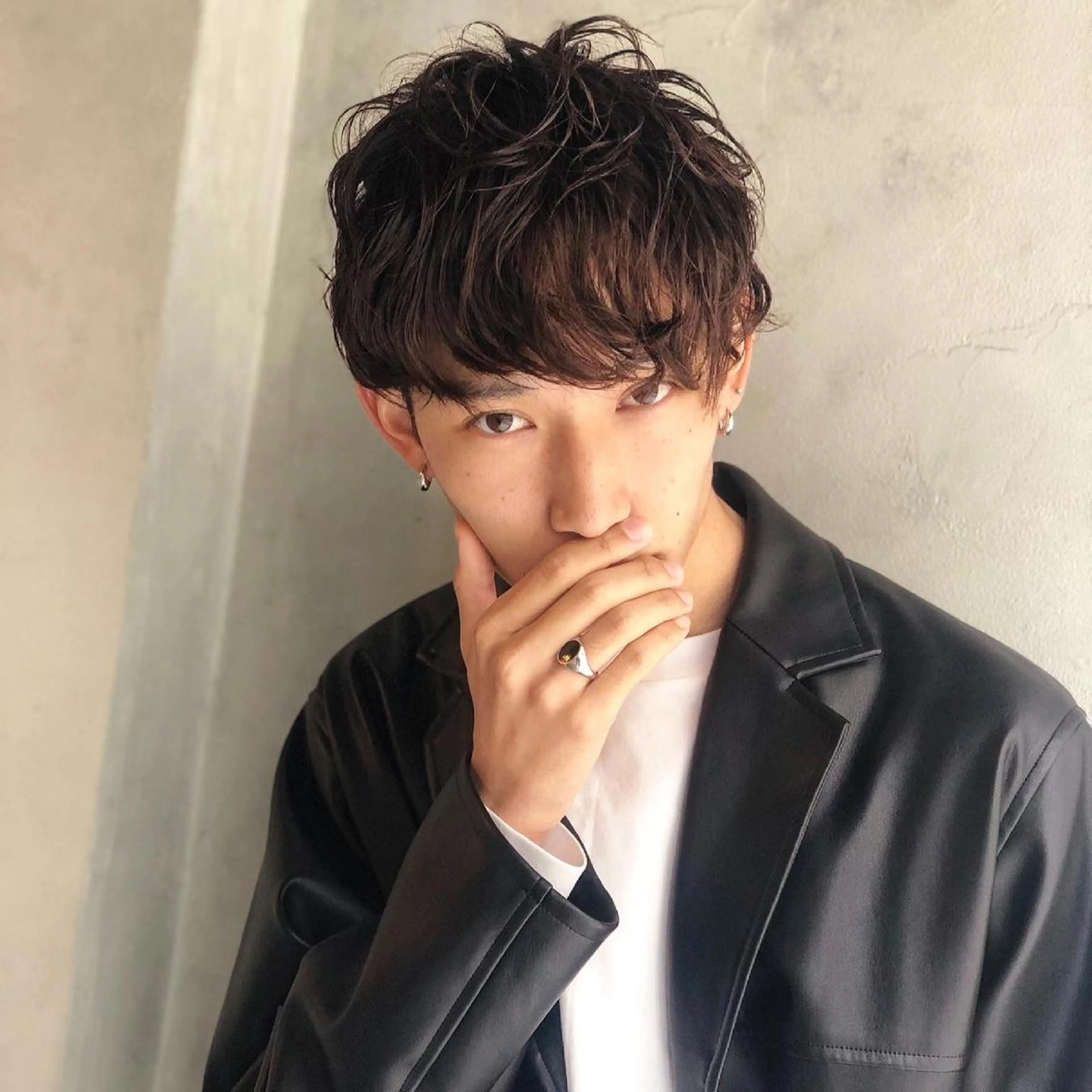 ショート カラー パーマ メンズ kiitos所属・関西センターパート メンズモデル募集のヘアスタイル