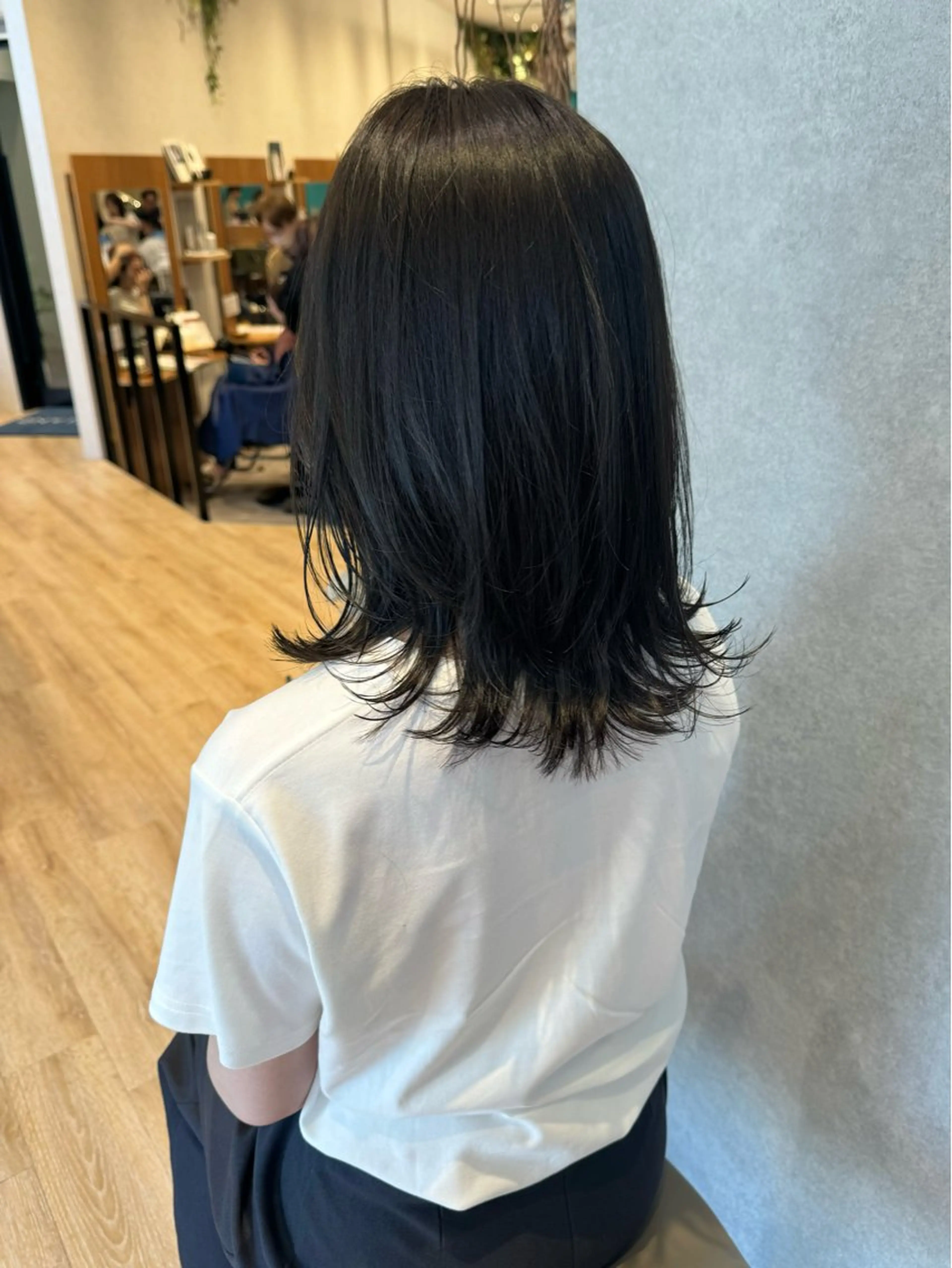 セミロング カット ヘアカラー 堀結香/顔まわり レイヤー/蒲生四丁目のヘアスタイル