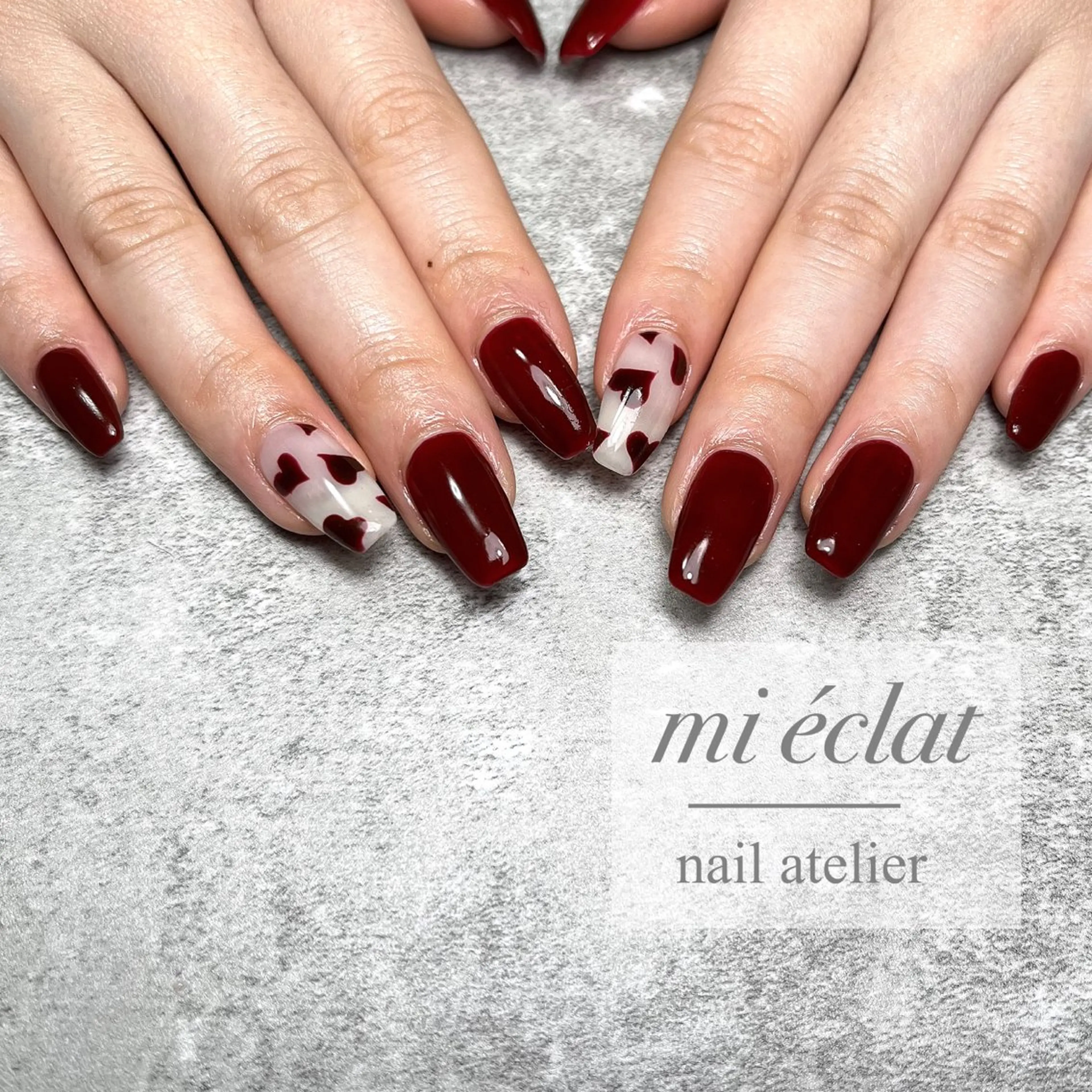 ネイル アートネイル バレンタイン ハンドネイル mi éclat ミ　エクラのネイルデザイン