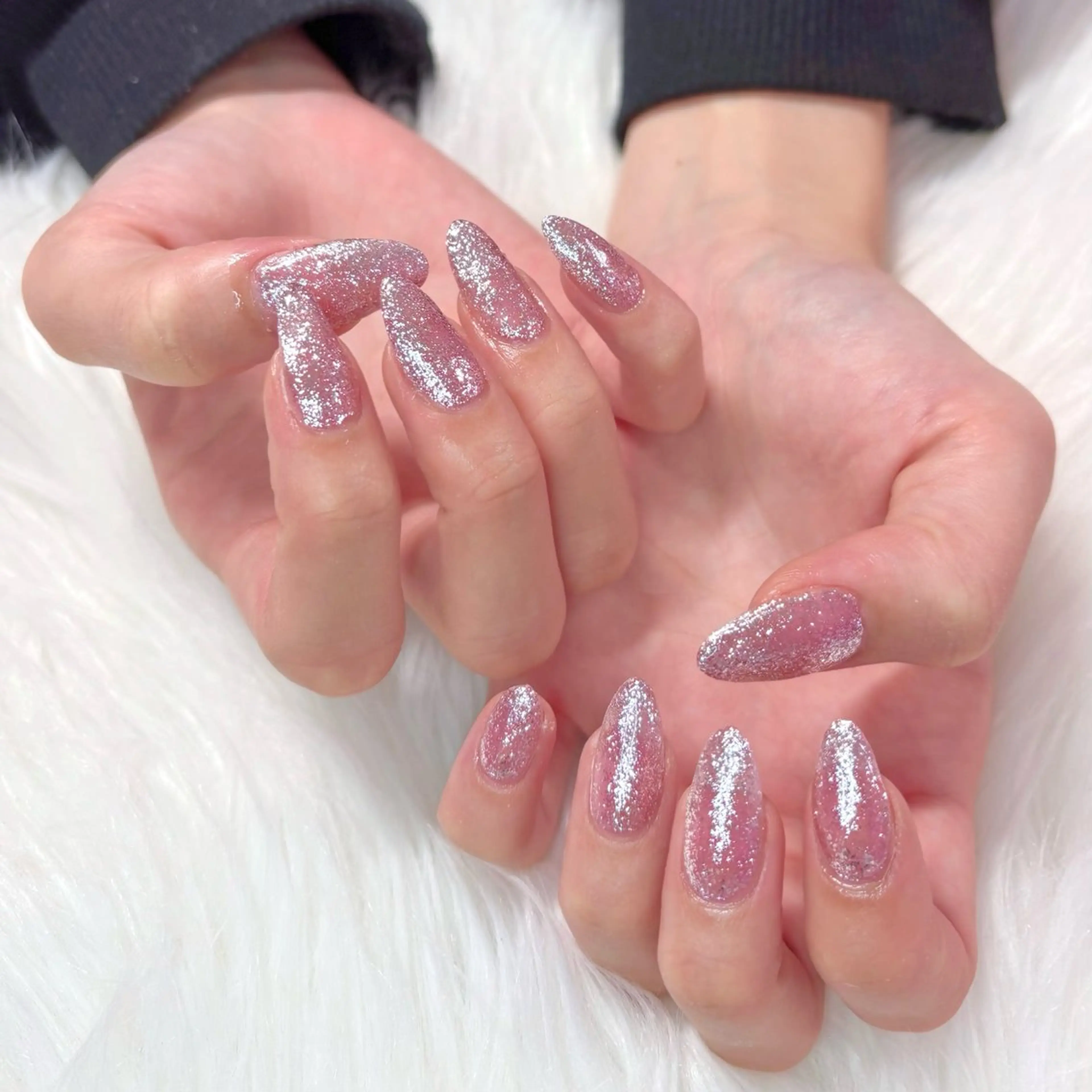 ネイル ラメ(グリッター) ワンカラーネイル ピンク ハンドネイル Noix nailのネイルデザイン