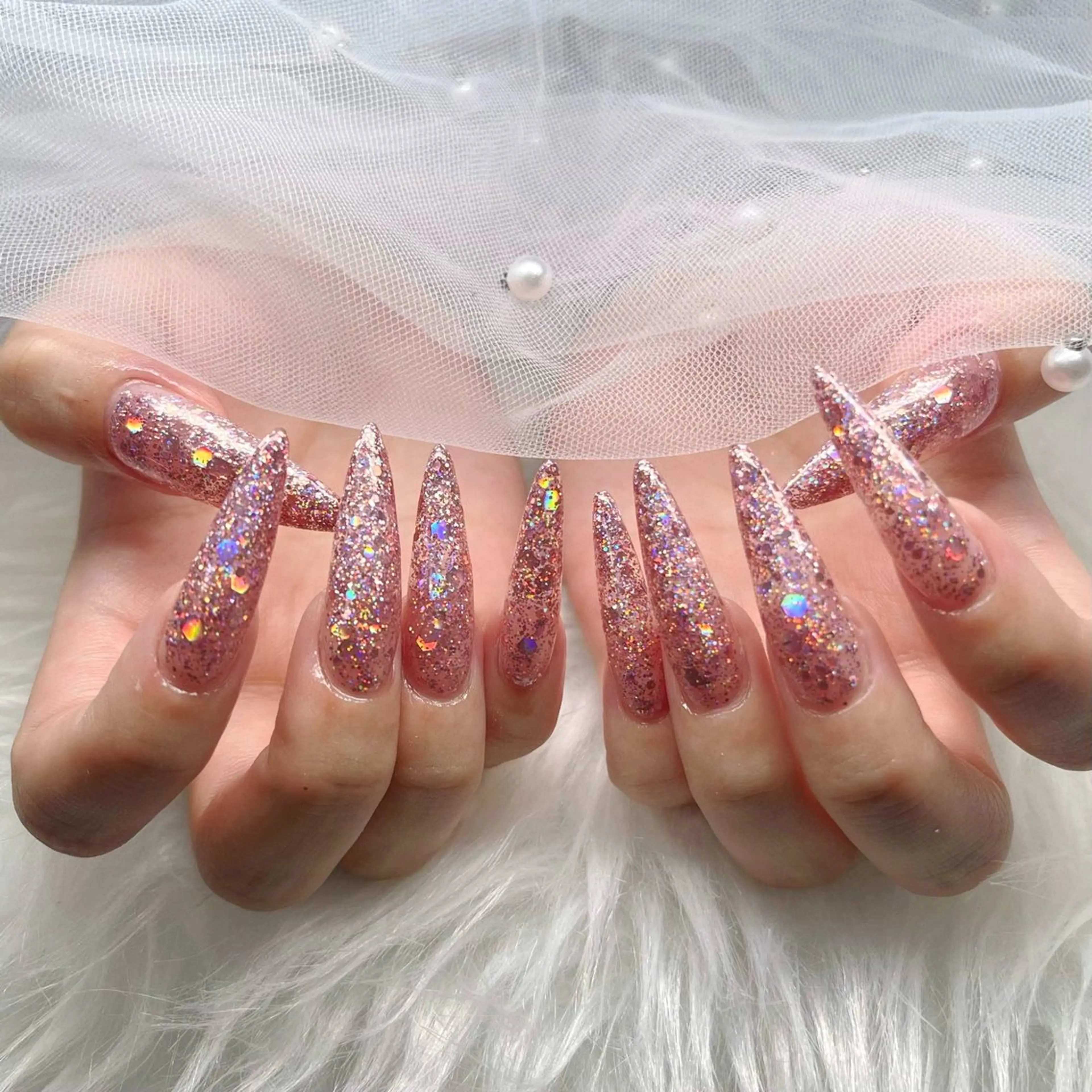 ネイル オーロラネイル フレンチネイル ジェルネイル ハロウィン キラキラネイル H.baby Nail Salonのネイルデザイン