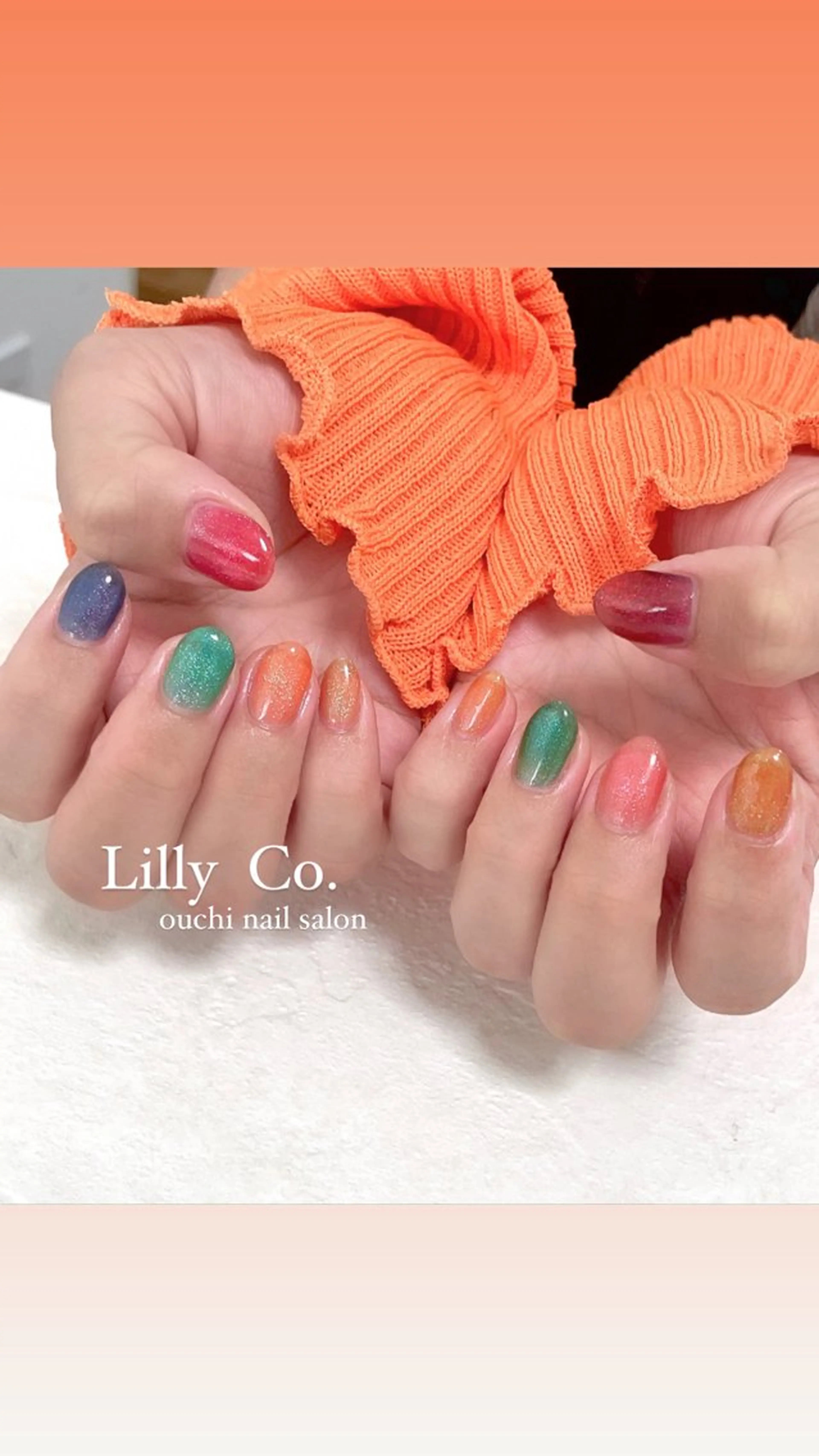 ネイル グリーン 夏ネイル ハンドネイル ハンドケア Lilly Co.のネイルデザイン