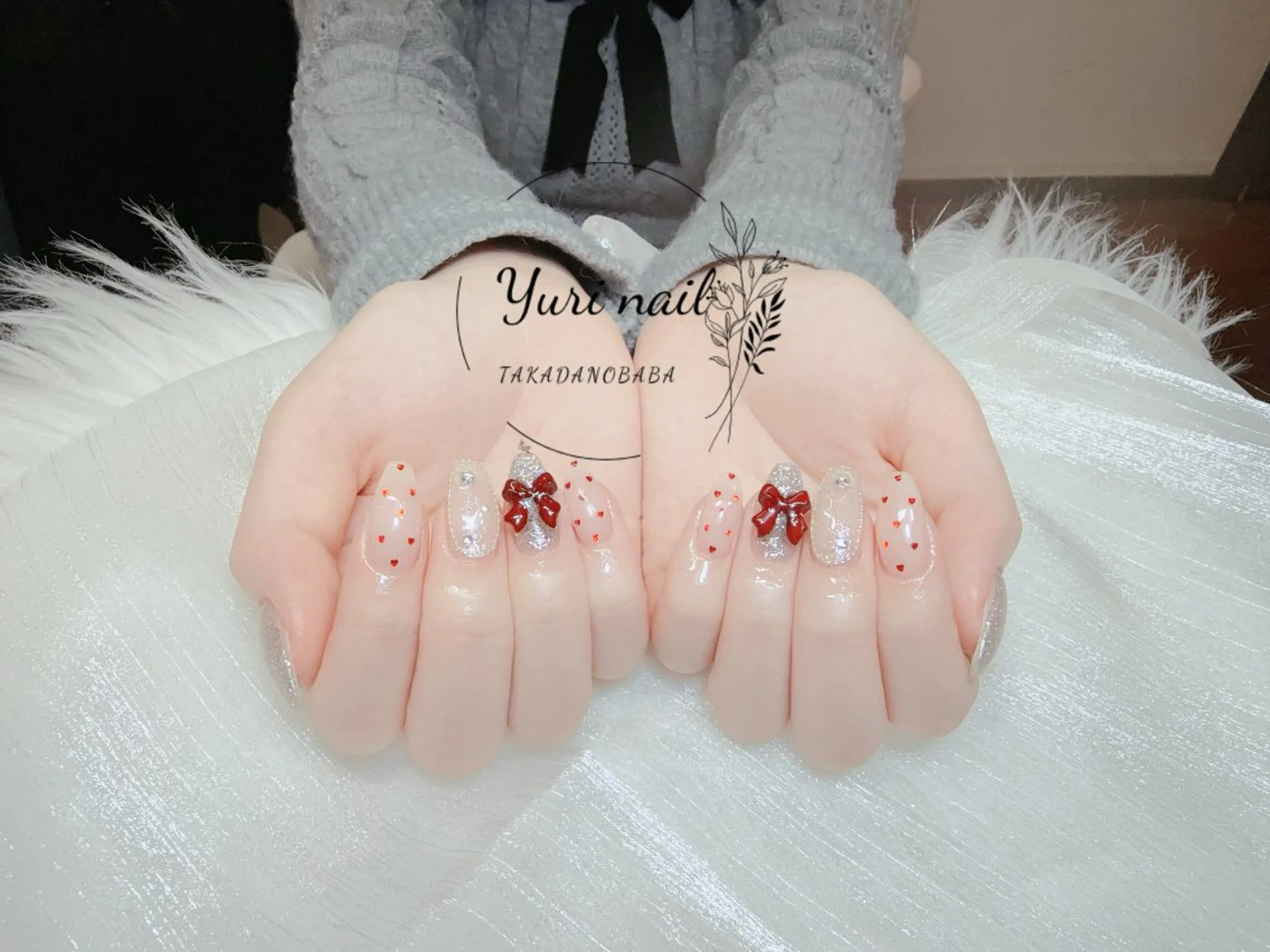 ネイル ボルドー ブラウン チークネイル ドット フットネイル ハンドネイル ハンドケア yurinail所属・yuri nail 高田馬場のネイルデザイン