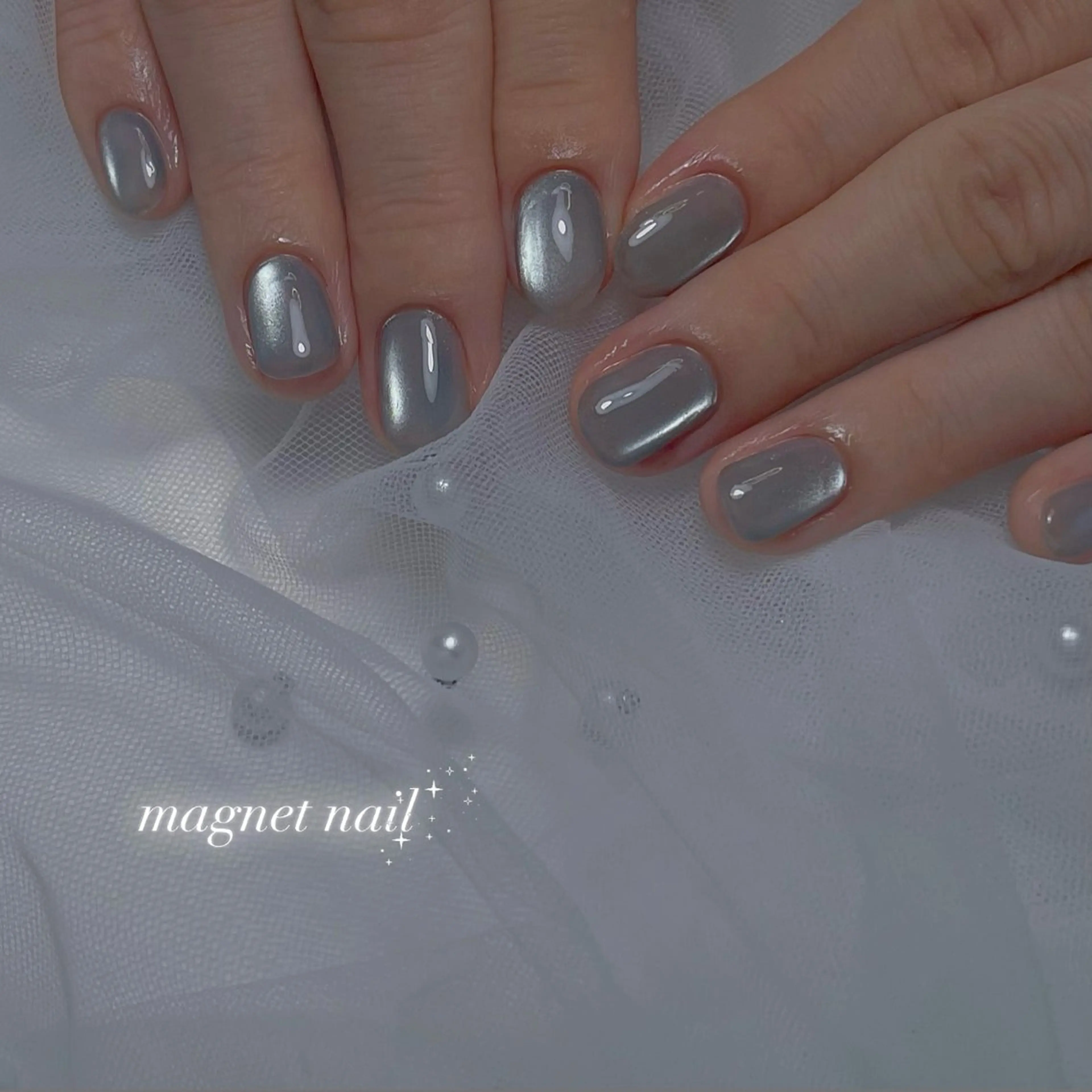 ネイル 長さ出し フラッシュネイル ジェルネイル 韓国ネイル マグネットネイル ハンドネイル RE SALONのネイルデザイン