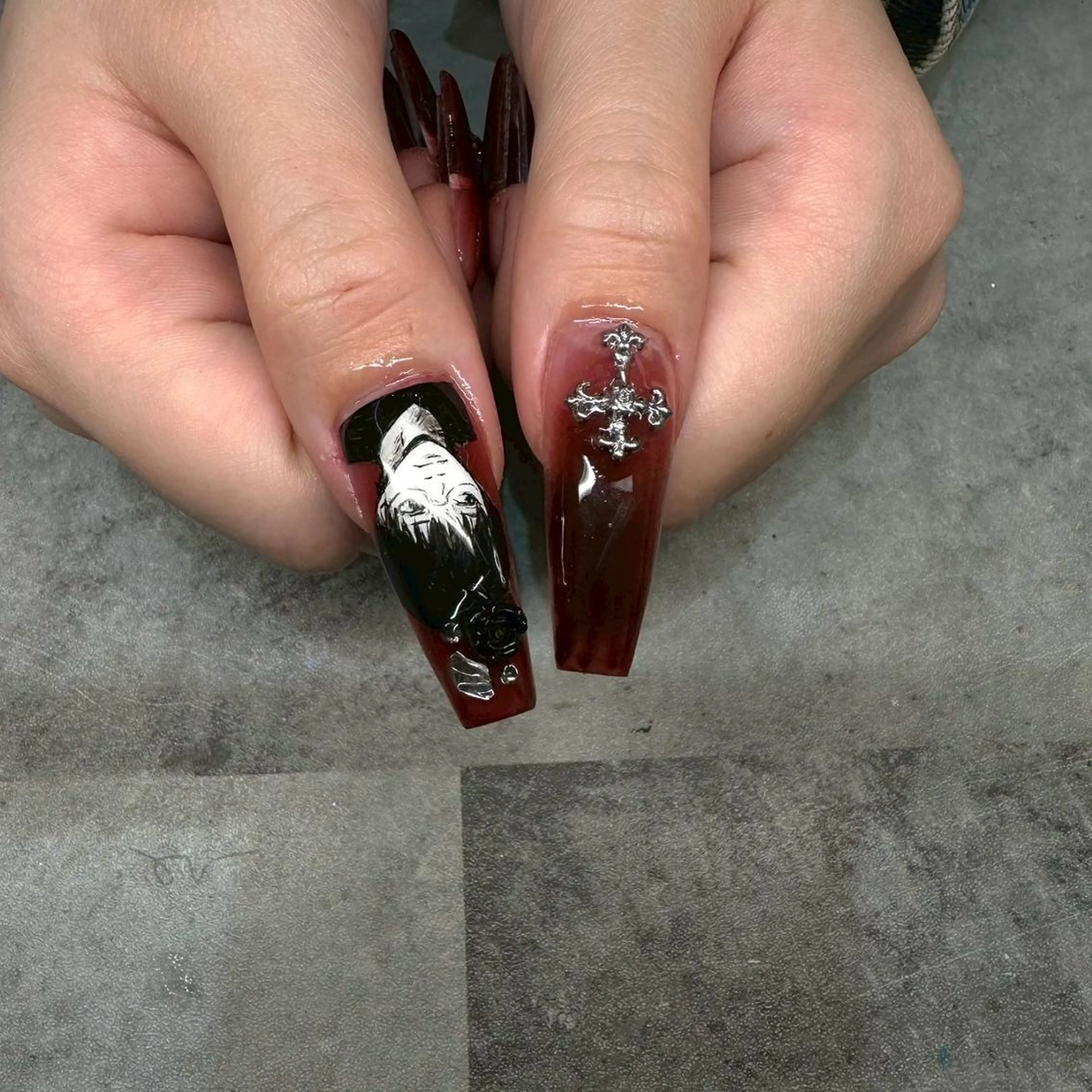 ネイル ブラウン チークネイル 長さ出し フットネイル フレンチネイル ハンドネイル 木村乃音/長さだし パラジェルフィルインのネイルデザイン