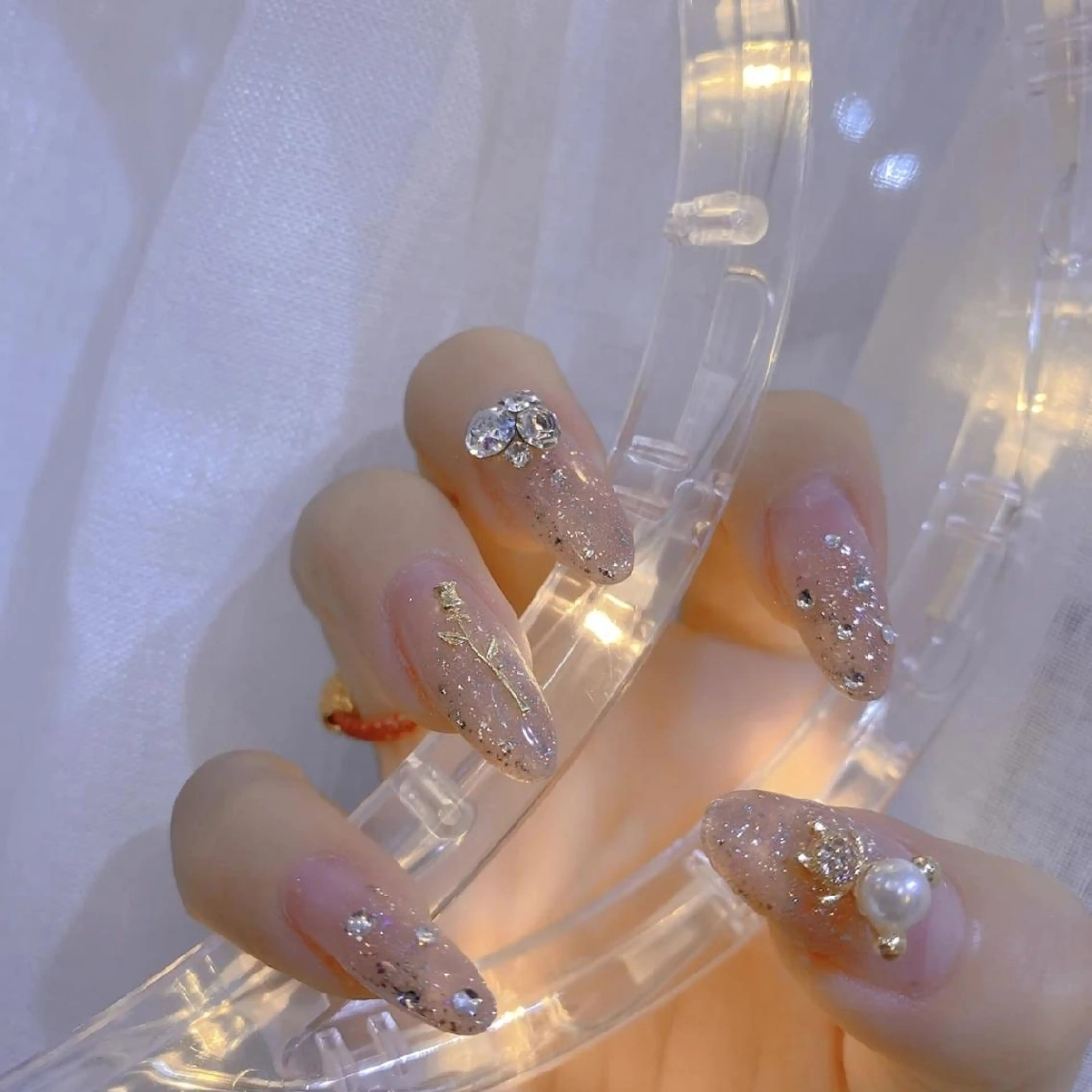 セミロング ネイル ハンドネイル ネイリストゆか💅 長さだし、深爪矯正のネイルデザイン