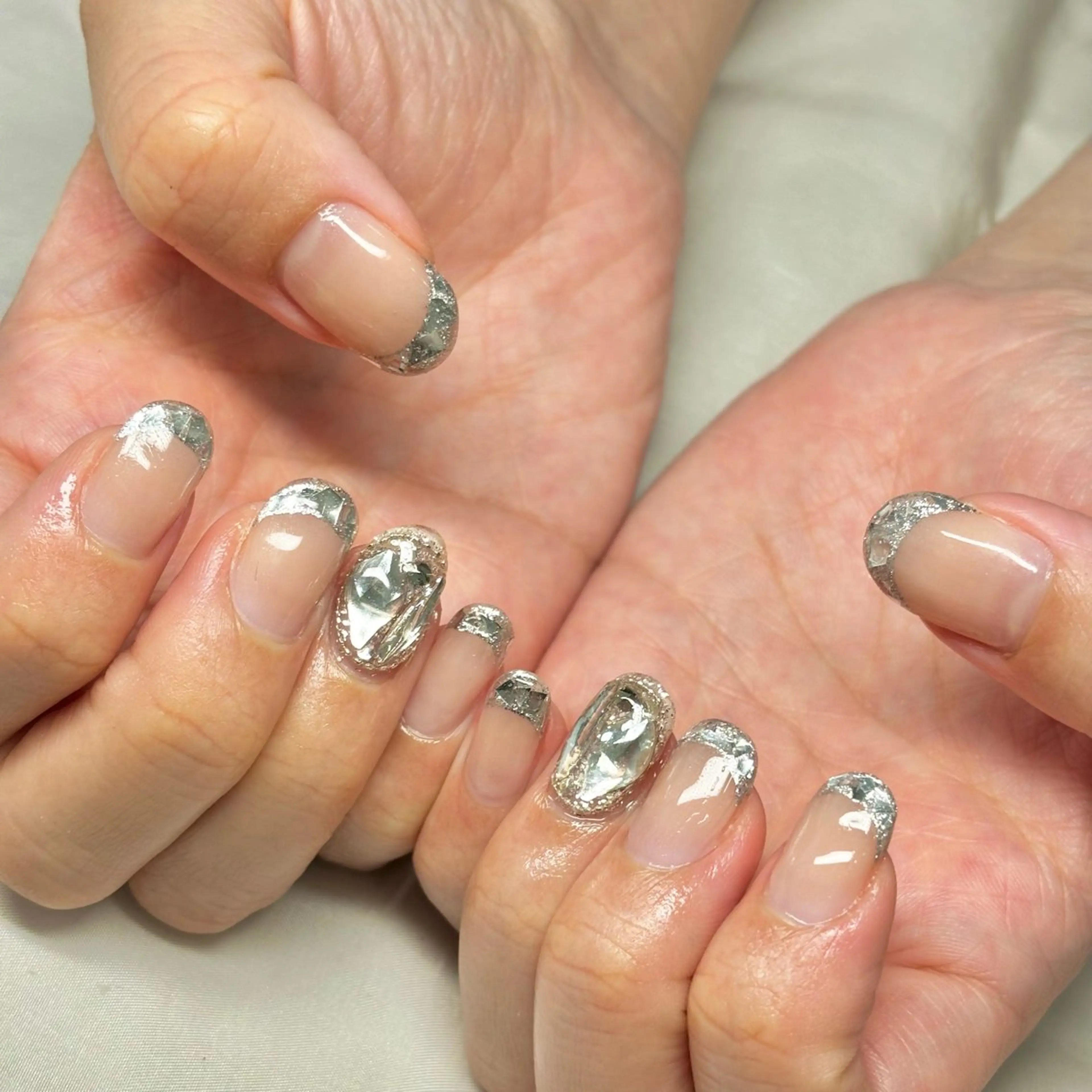 メンズ ネイル フレンチネイル ガラスフレンチ ハンドネイル ハンドケア nail&eye Aoのマツエク・マツパデザイン