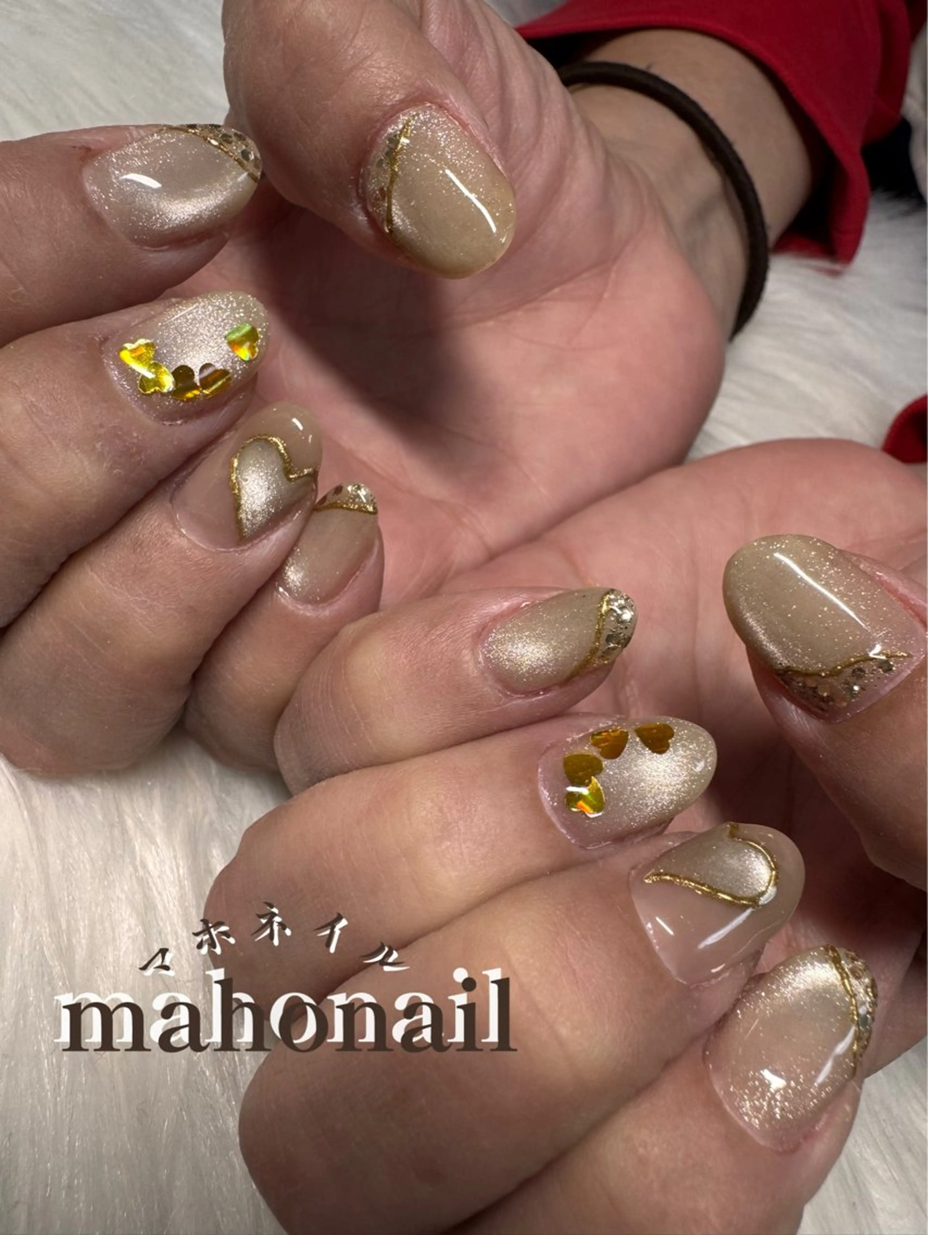 ネイル アートネイル ハート ホログラムネイル マグネットネイル ワンカラーネイル maho nail マホネイルのネイルデザイン