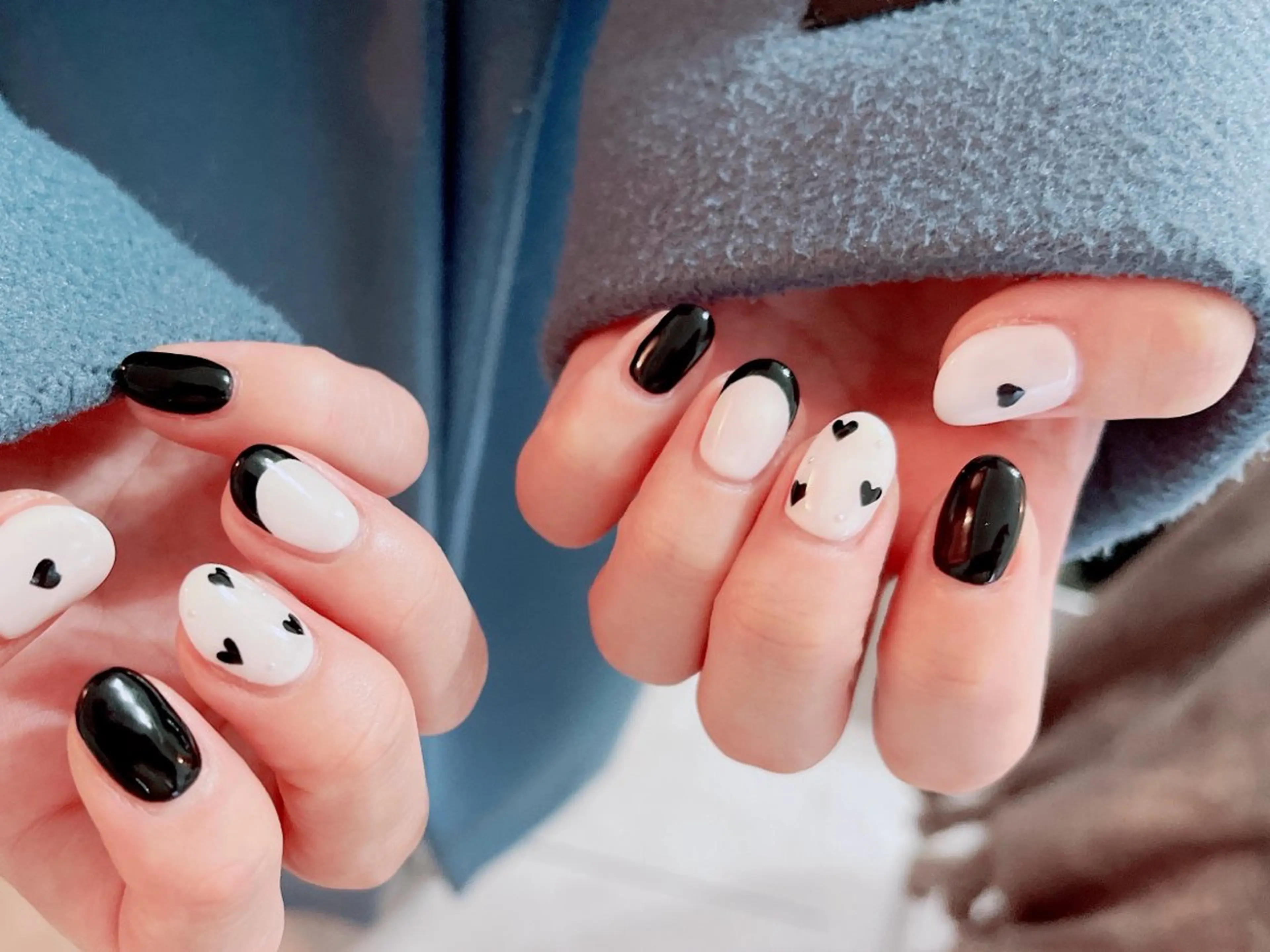 ネイル ジェルネイル ハート 韓国ネイル パラジェル バレンタイン kikinail 溝の口のネイルデザイン