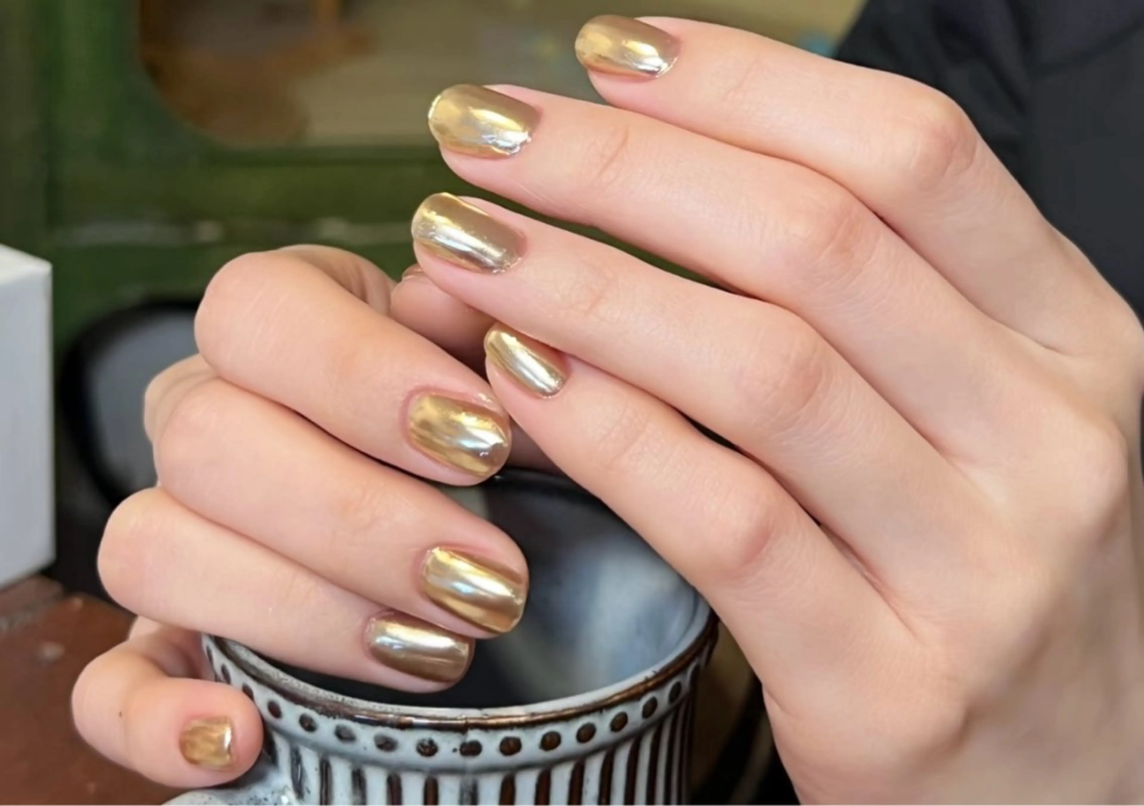 ネイル フレンチネイル ジェルネイル ガラスフレンチ グラデーション ラメ(グリッター) ハンドネイル ネイルサロン Jasmine 池袋東口所属・YU RIのネイルデザイン