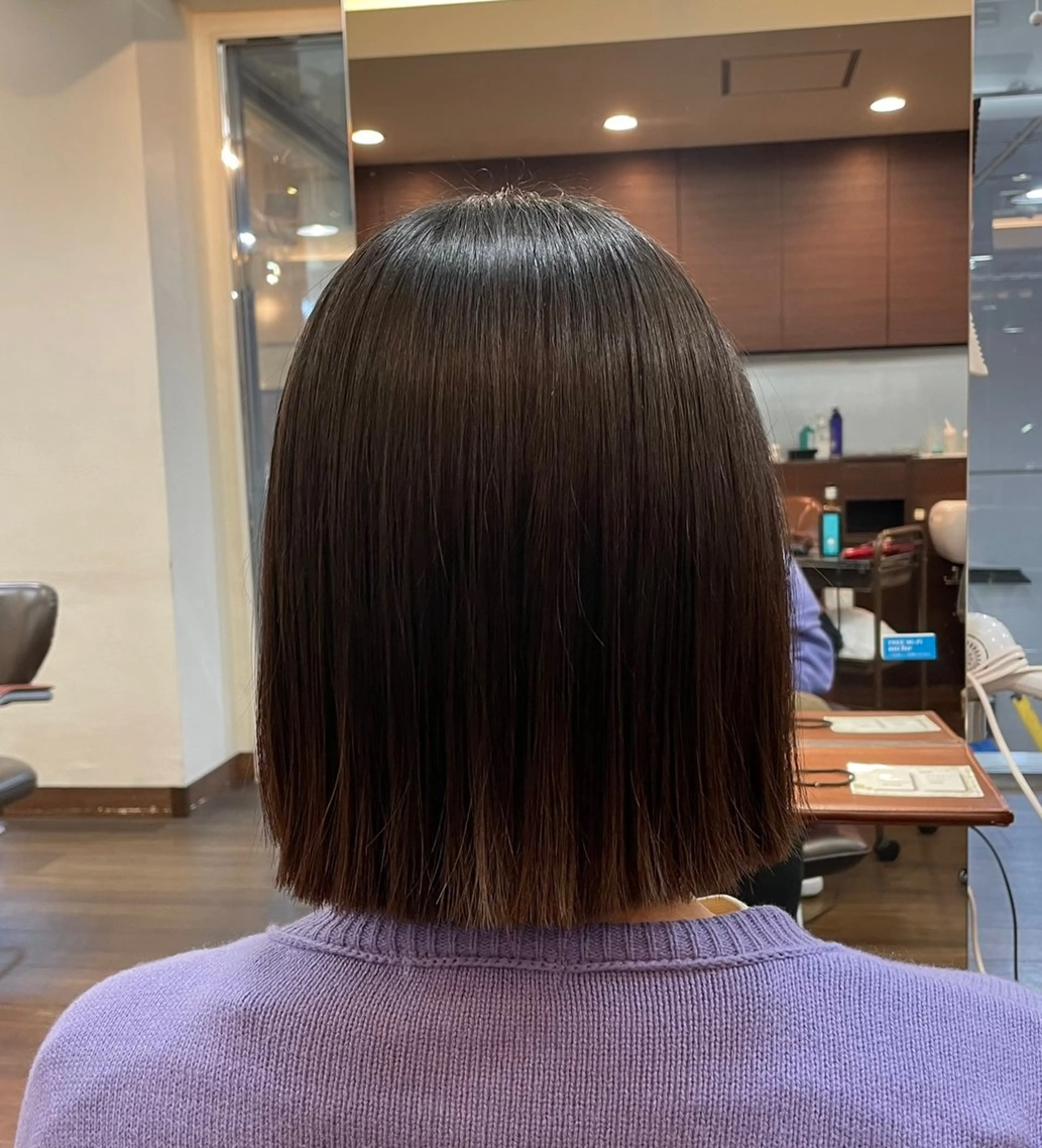 ミディアム 切りっぱなしボブ ボブ NiCHE avenir吉祥寺所属・💜カラー/縮毛矯正 /NARUKA💜のヘアスタイル