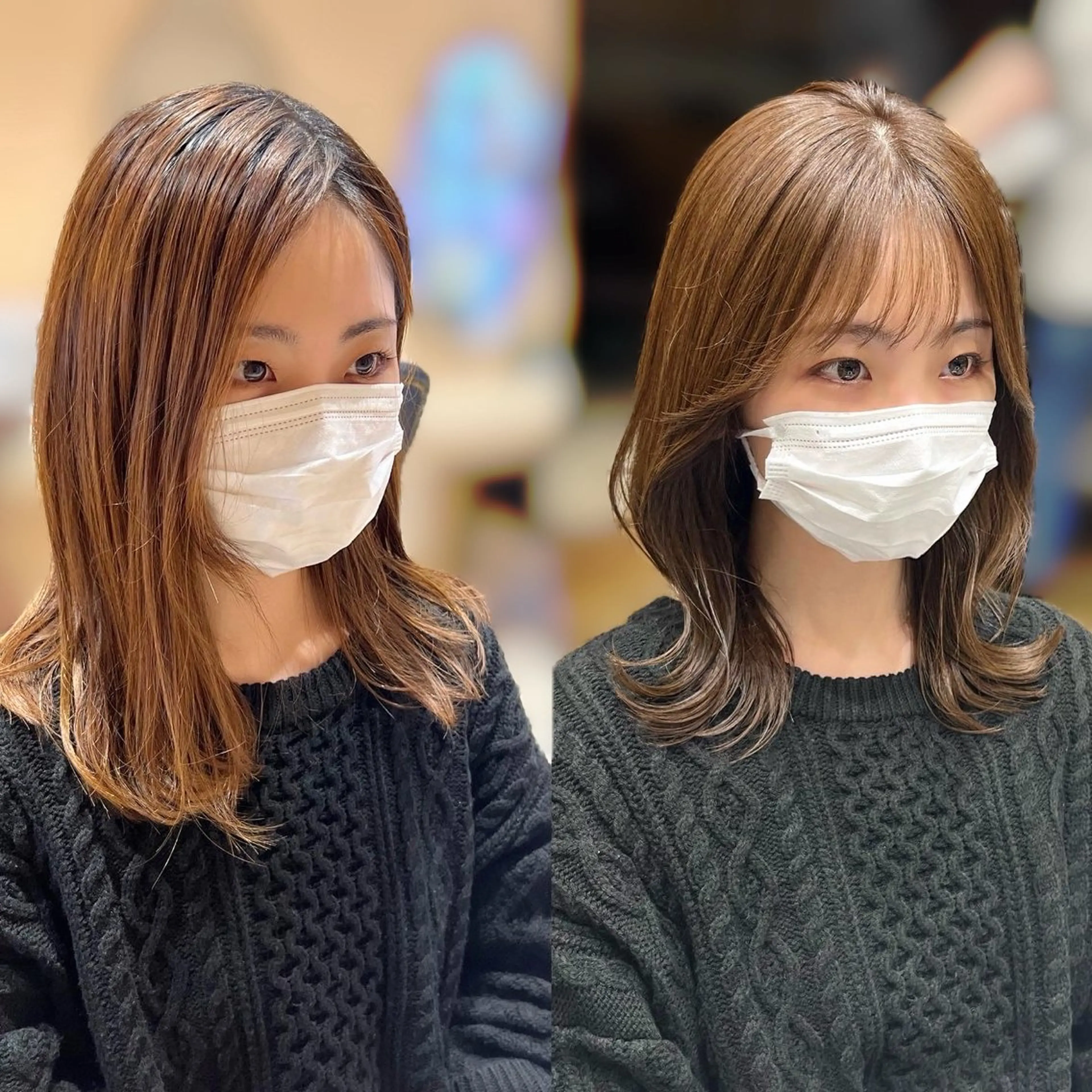 ミディアム カット ヘアカラー トリートメント 🧡くびれヘア/前髪 顔周り🧡久原結衣のヘアスタイル