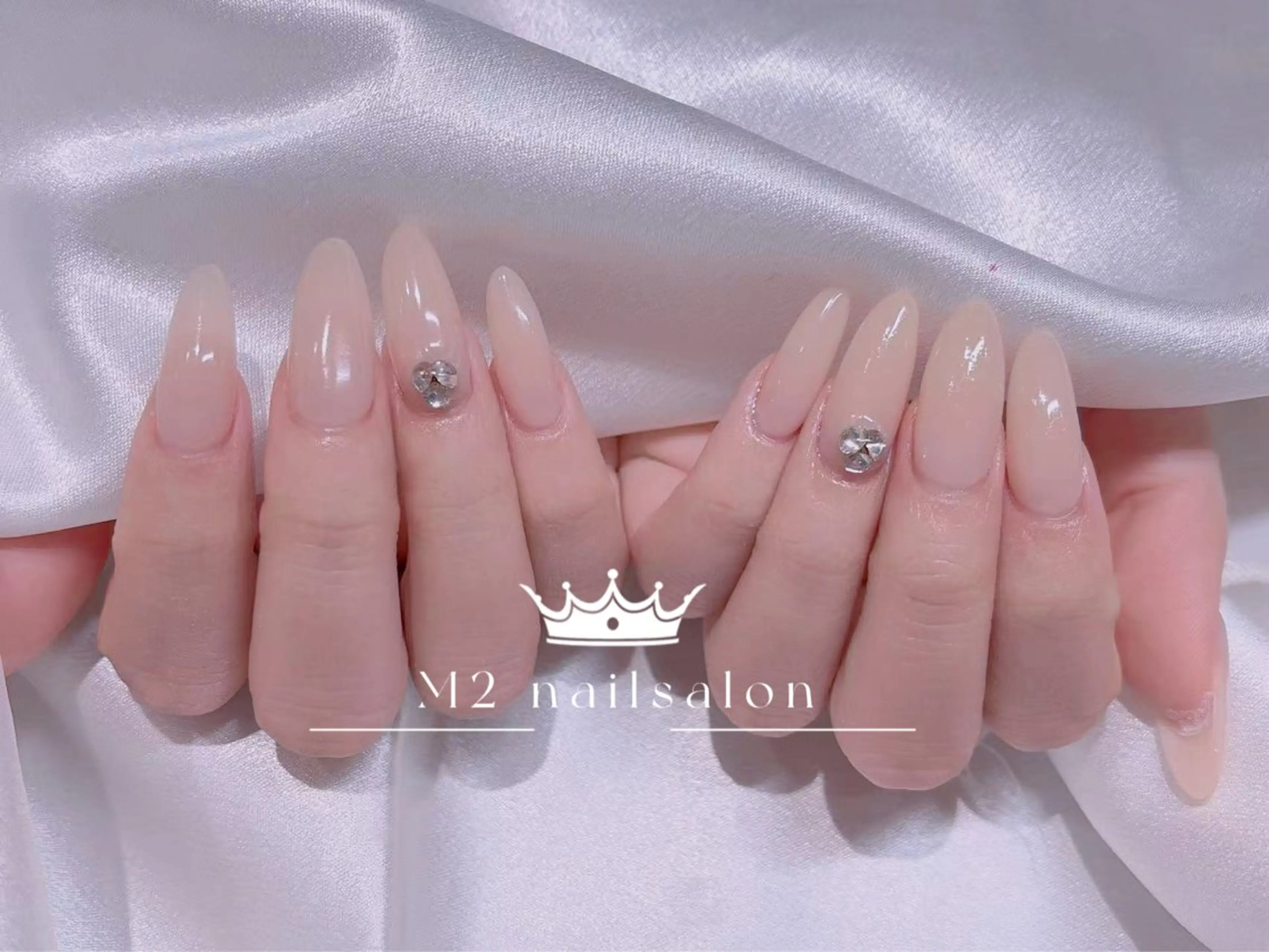 ネイル ストーンネイル ハンドネイル 長さだし専門店 M2　rikaのネイルデザイン