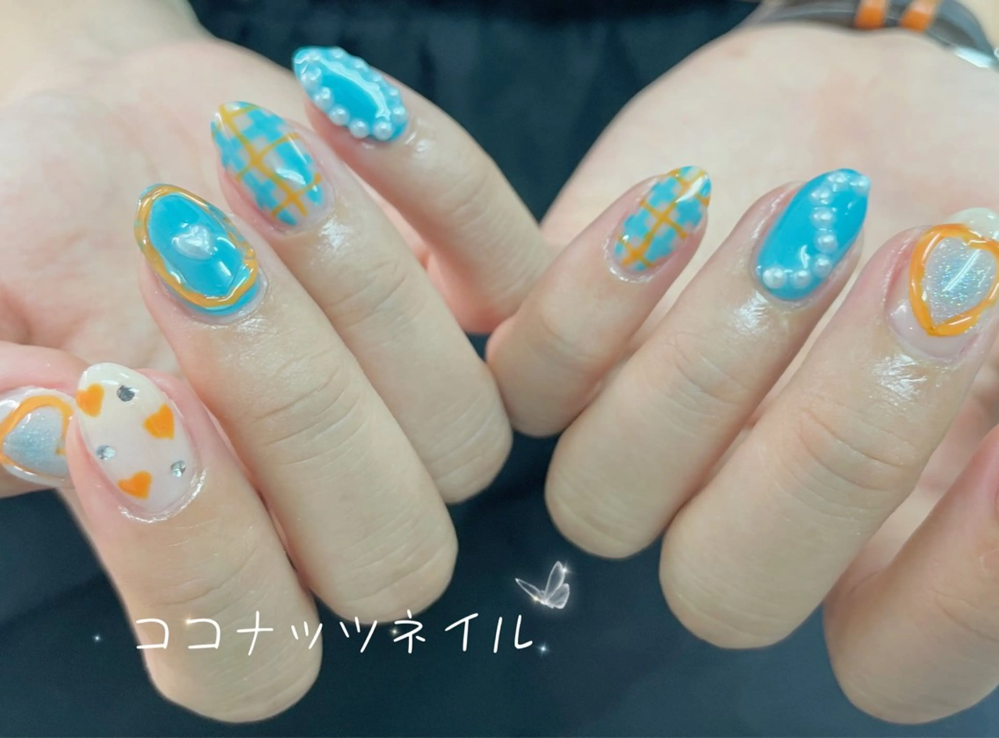 ネイル べっ甲ネイル フレンチネイル キラキラネイル マグネットネイル 大理石ネイル(マーブル) ハンドネイル 神田 ココナッツのネイルデザイン