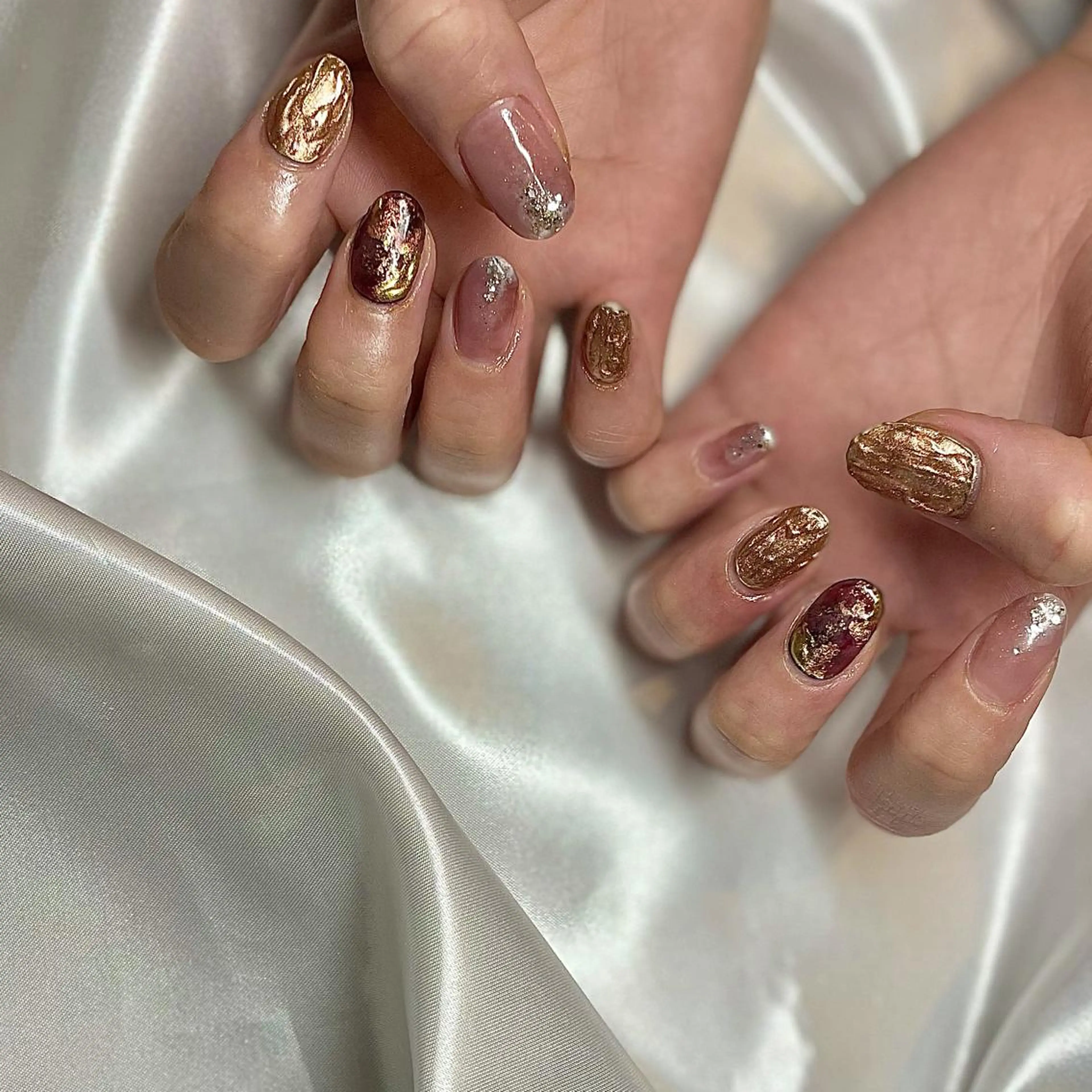 ミディアム カラー パーマ ヘアアレンジ メンズ キッズ ネイル マツエク・マツパ ミラーネイル ニュアンスネイル ニュアンスパーマ nail&eye Aoのマツエク・マツパデザイン