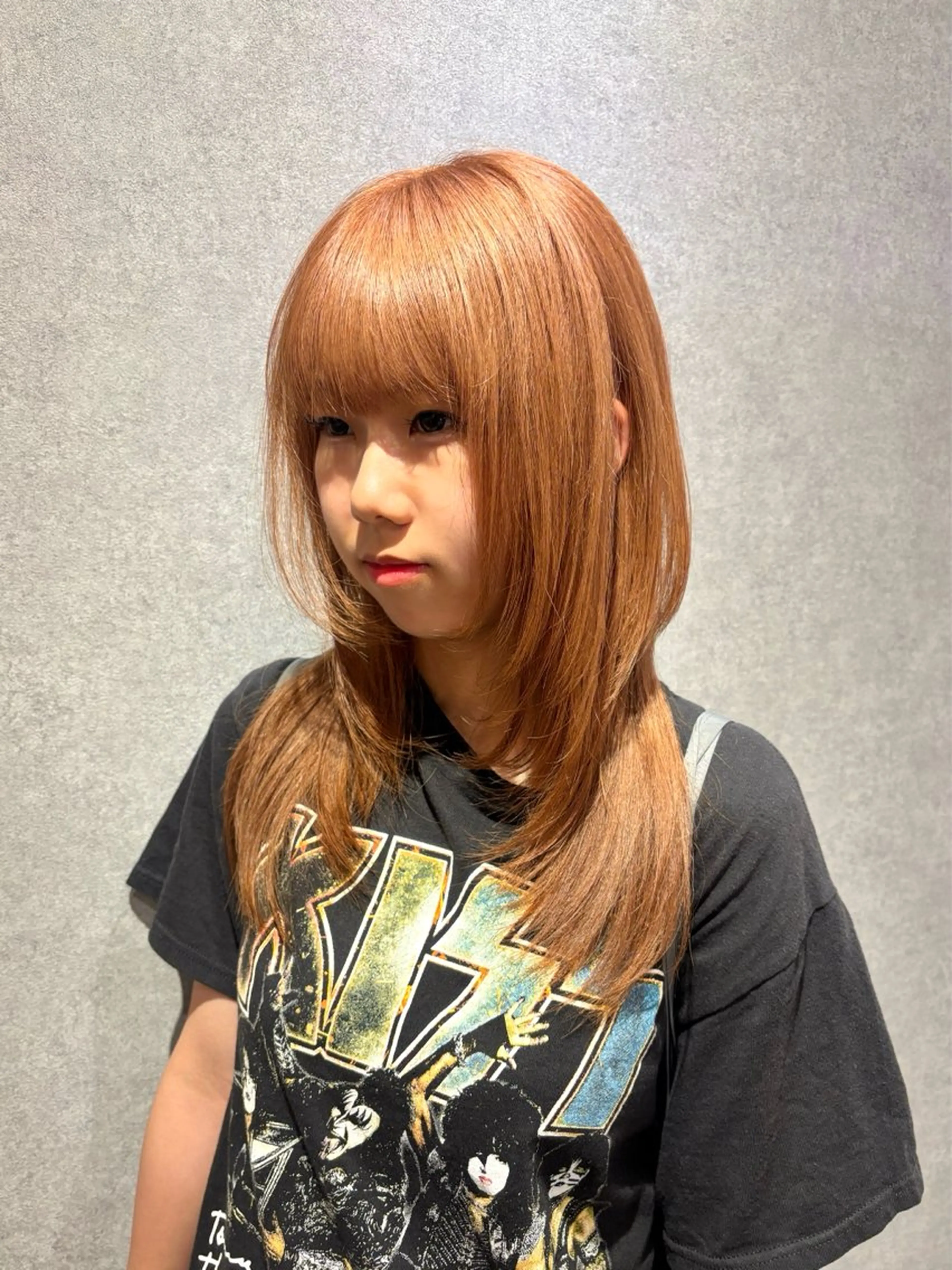 セミロング カラー ブラウンカラー オレンジ オレンジブラウン レイヤーカット ヘアカラー トリートメント ハイトーン/ウルフ/ レイヤー/Asukaのヘアスタイル