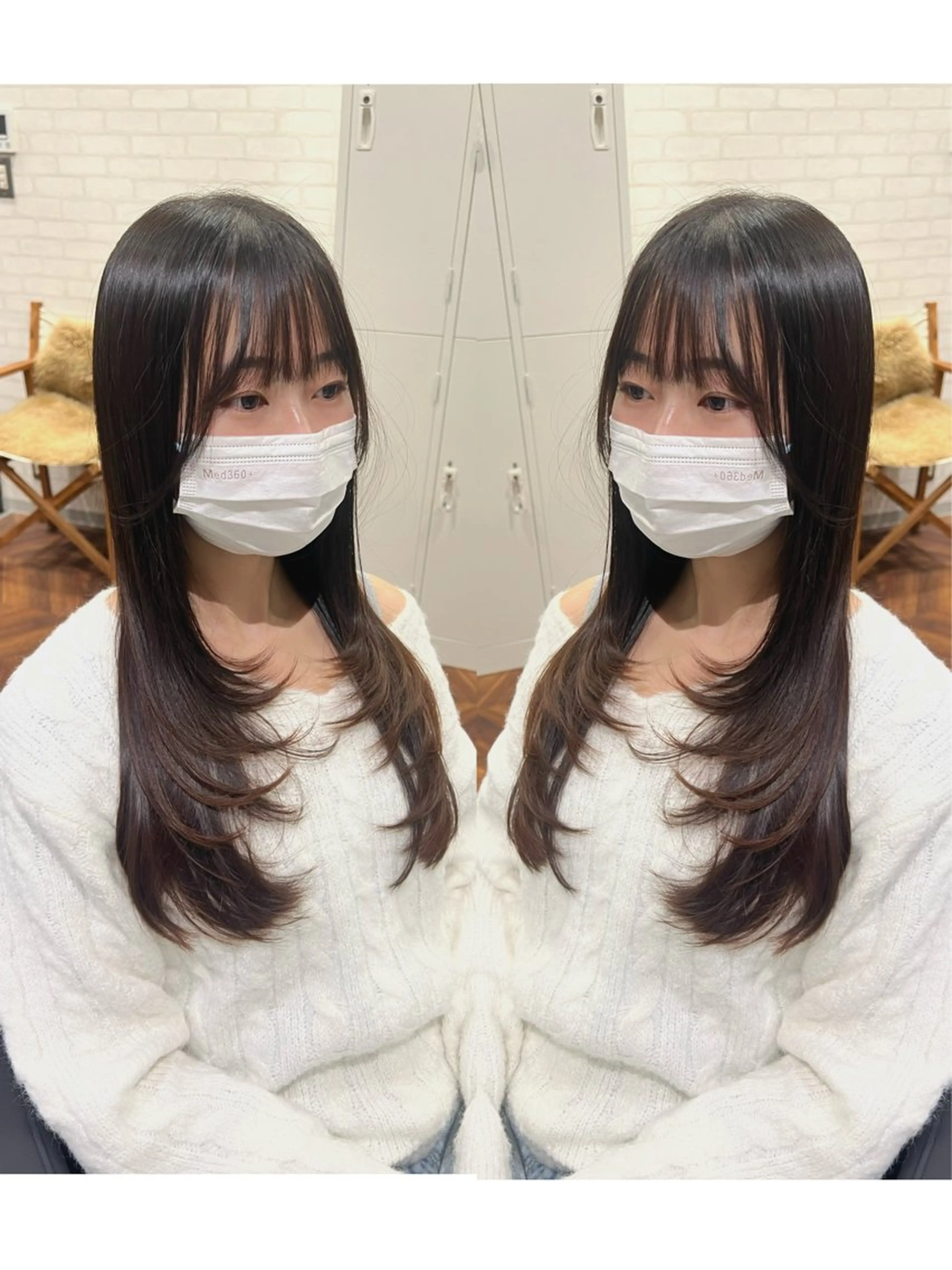 ロング カラー 透明感カラー 髪質改善 韓国風ヘア レイヤーカット カット ヘアカラー トリートメント 🌿海山龍馬🌿前髪 /顔まわり/レイヤーのヘアスタイル