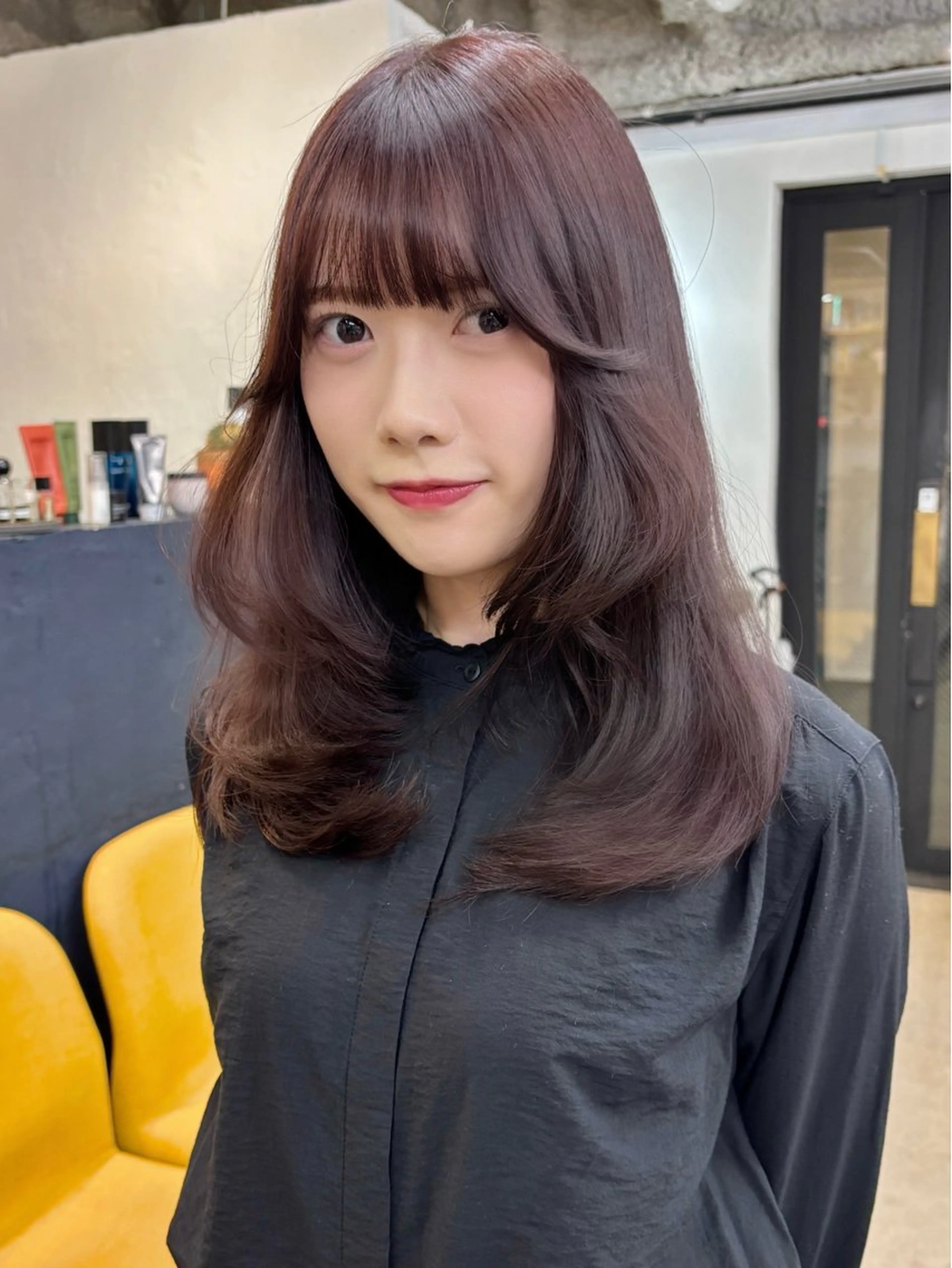 セミロング カラー ブリーチ ブラウンカラー カシス 透明感カラー ラベンダーカラー 暖色カラー/天神/ ヘイマサクラのヘアスタイル