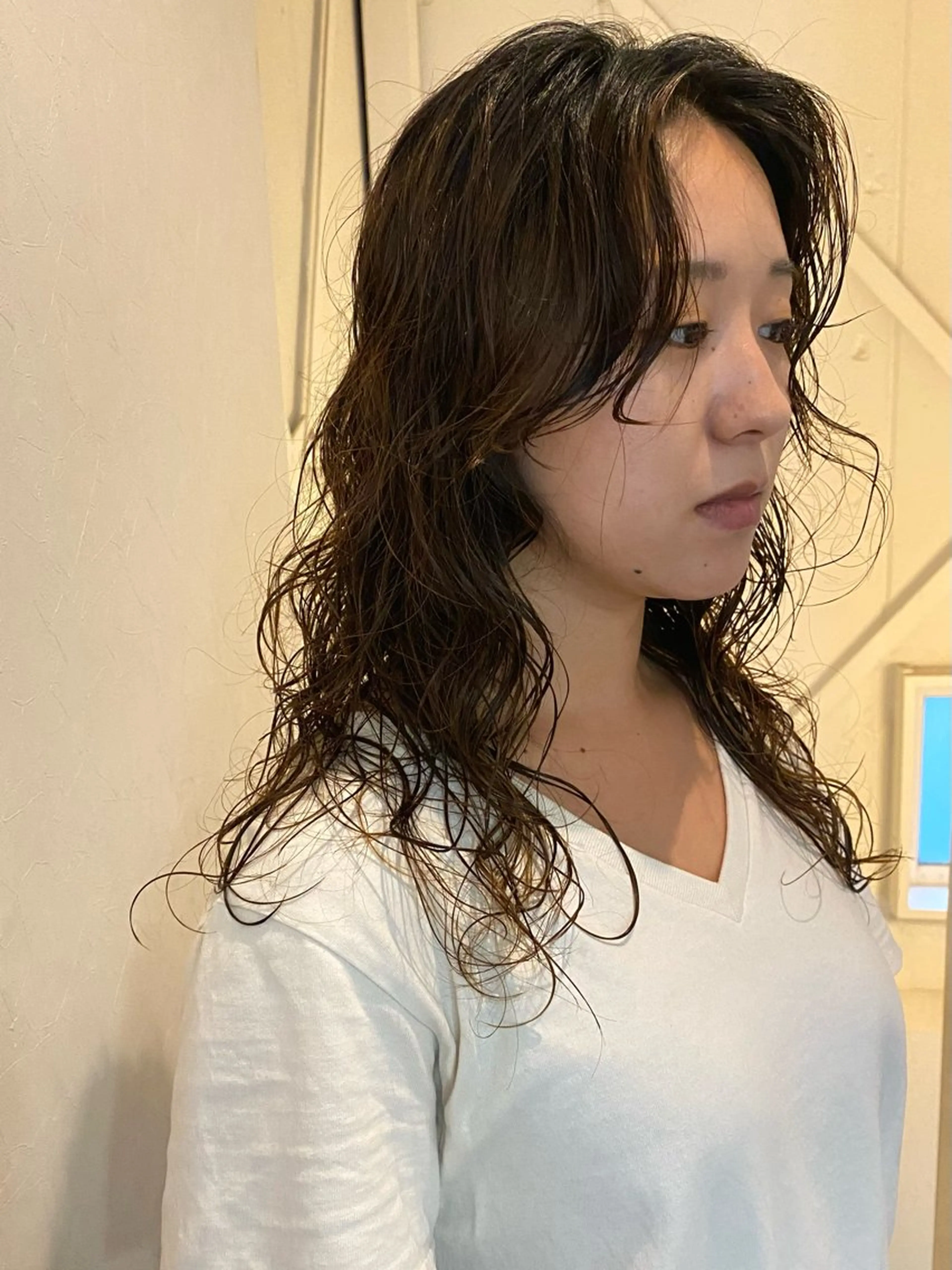 セミロング パーマ カット パーマ トリートメント 森貴裕/ベージュ/ パーマ/オリーブのヘアスタイル