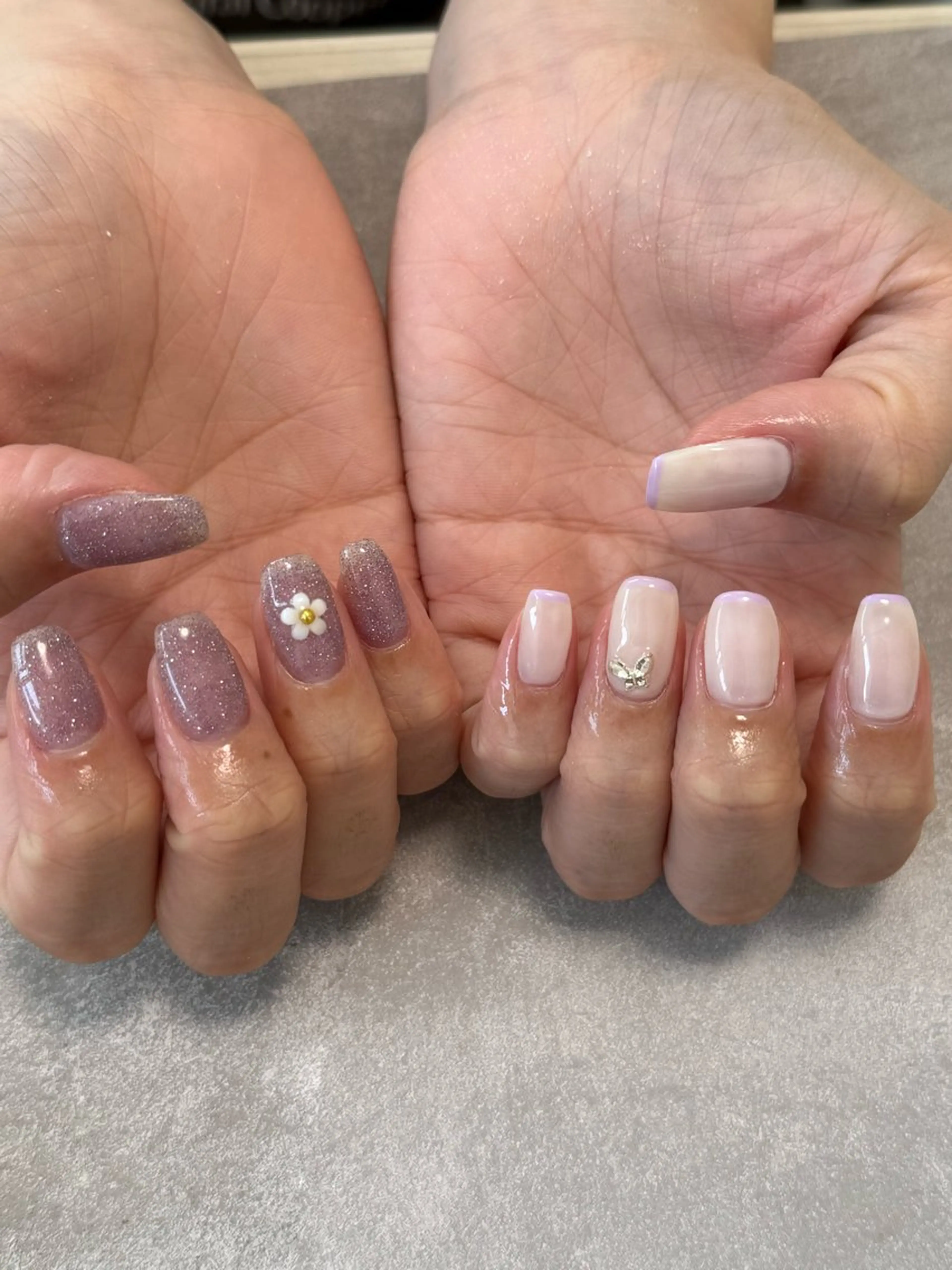 ネイル フラッシュネイル ジェルネイル パープル 夏ネイル nailroom amyのネイルデザイン