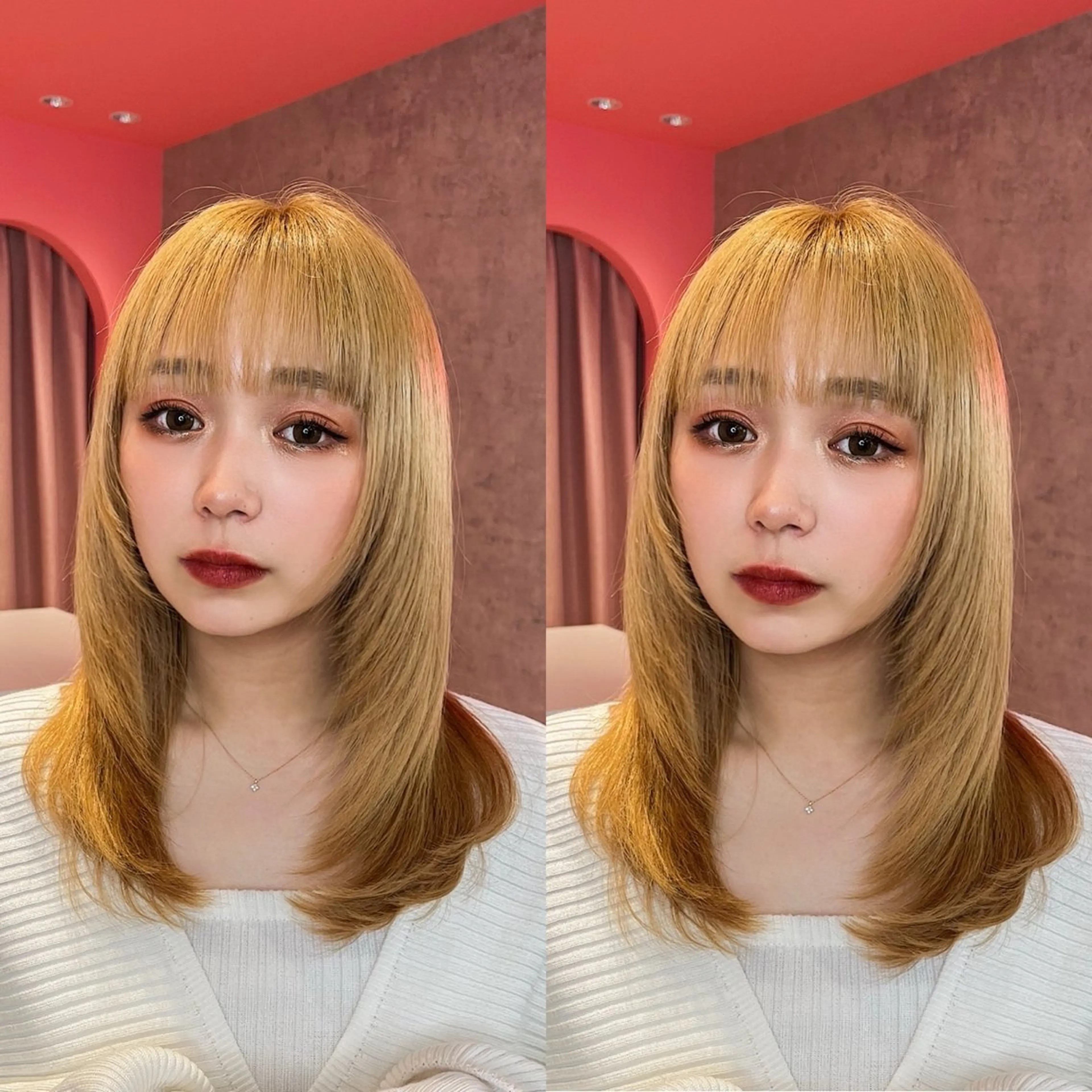 ミディアム カラー 山崎/ボブ縮毛矯正 レイヤー髪質改善のヘアスタイル