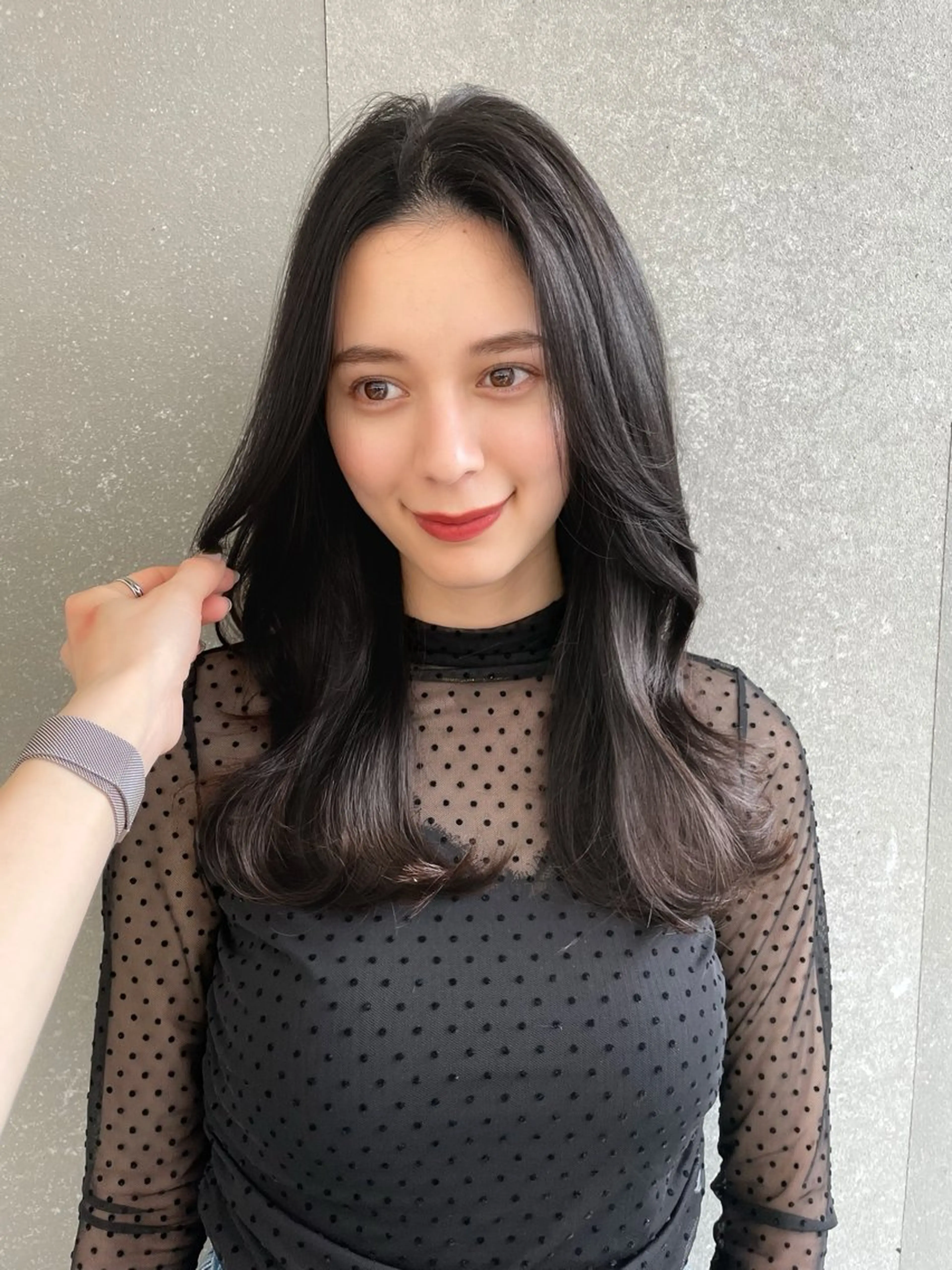 ロング 韓国風ヘア ロング カット ヘアカラー トリートメント 本田 奈穂美のヘアスタイル