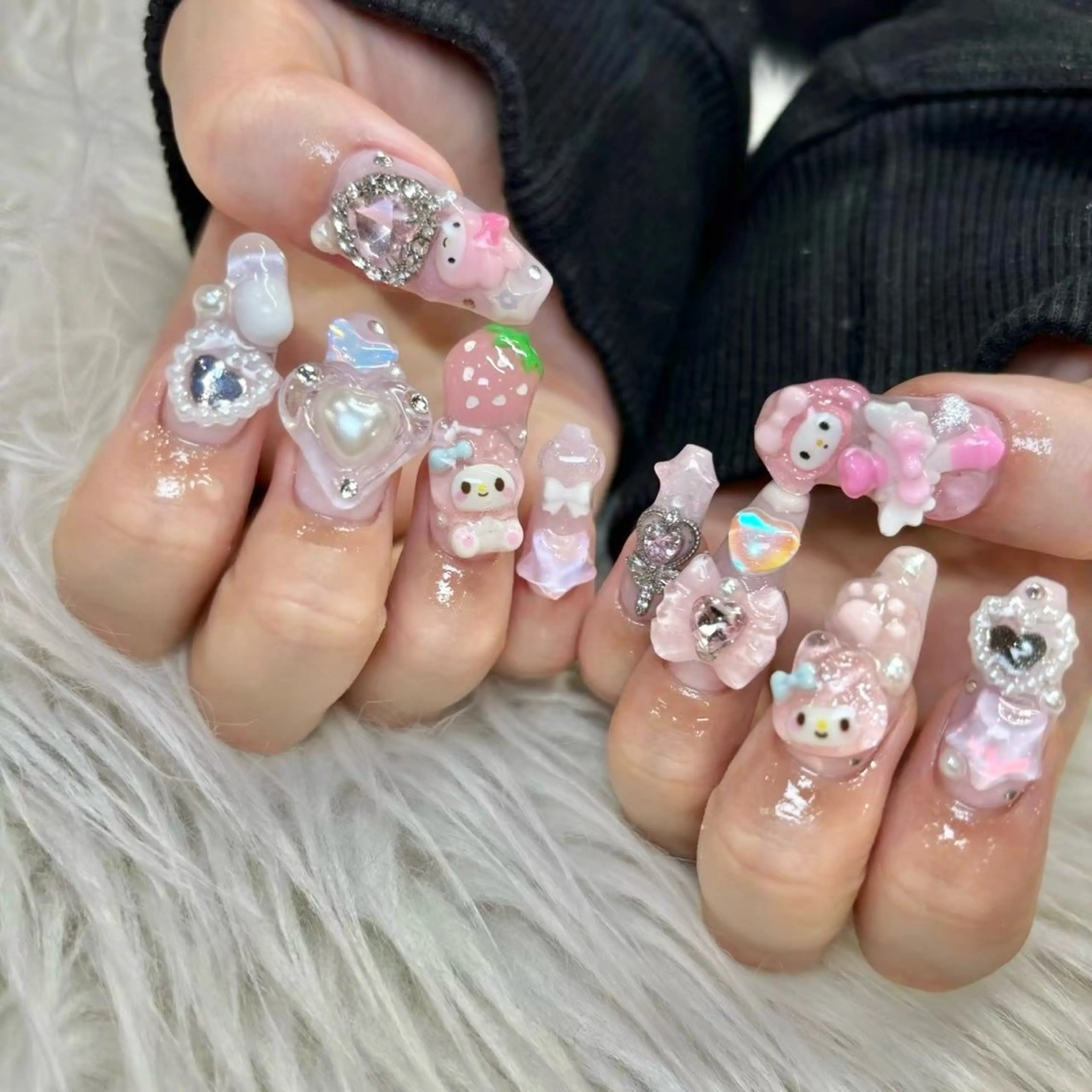 【初回オフ無料】長さ出し10本アート全パーツ乗せ放題🎀💖✨の写真