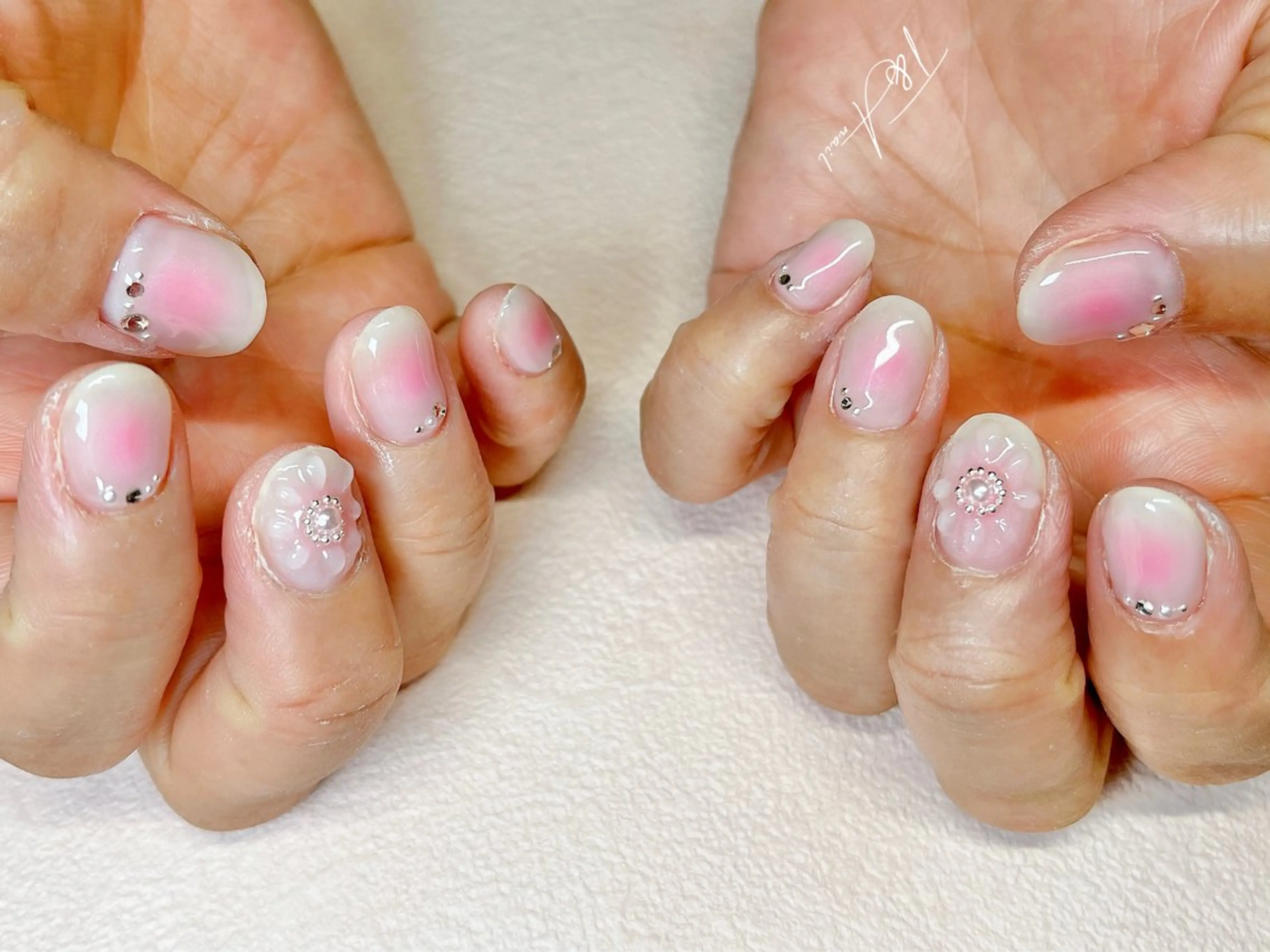 ネイル チークネイル ジェルネイル ピンク スカルプネイル ショートネイル ハンドネイル T&A nailのネイルデザイン