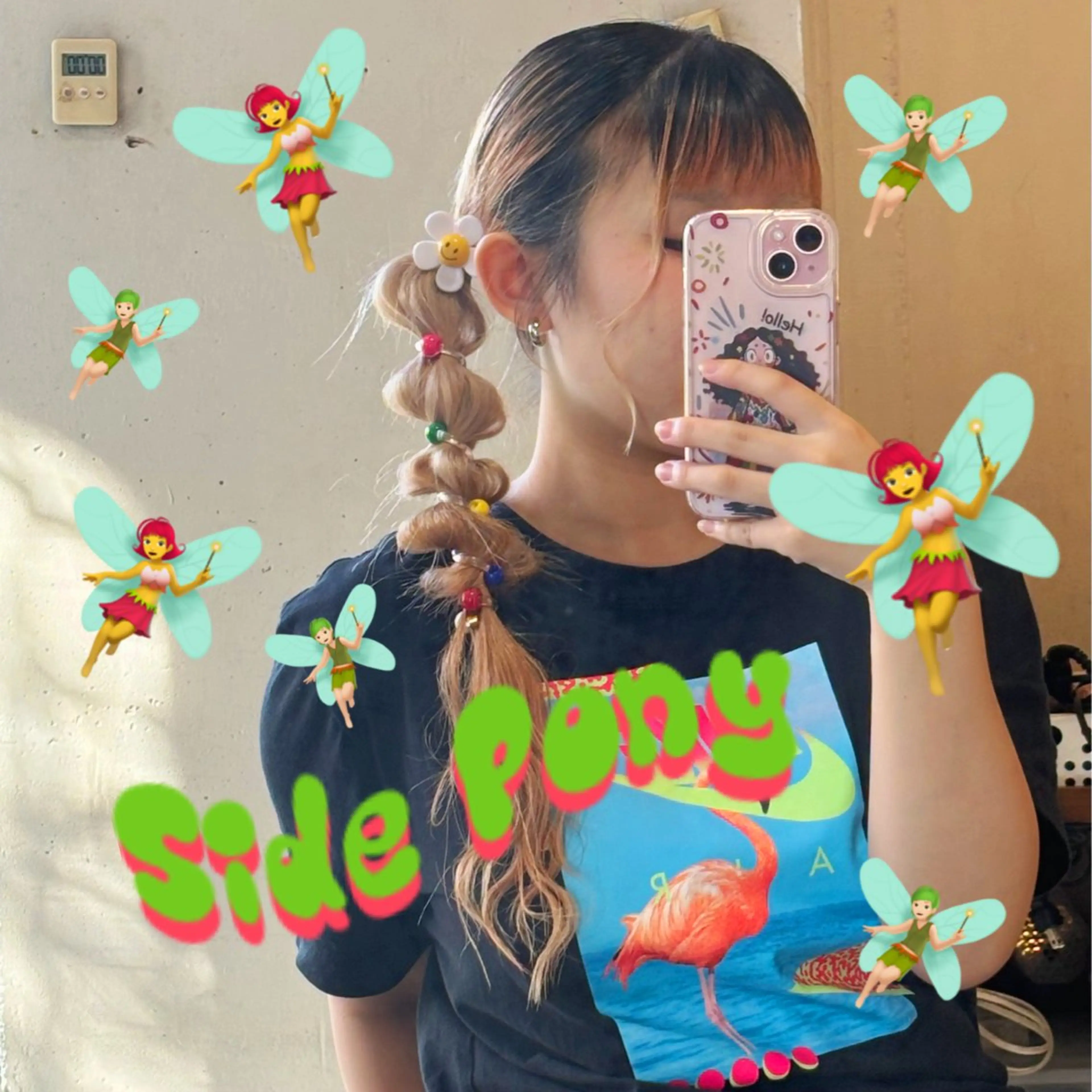 ロング ヘアアレンジ ポニーテール ツインテール ハイライト ロング ヘアセット 🌼ピンク/レッド/ アレンジ/Mei🌼のヘアスタイル