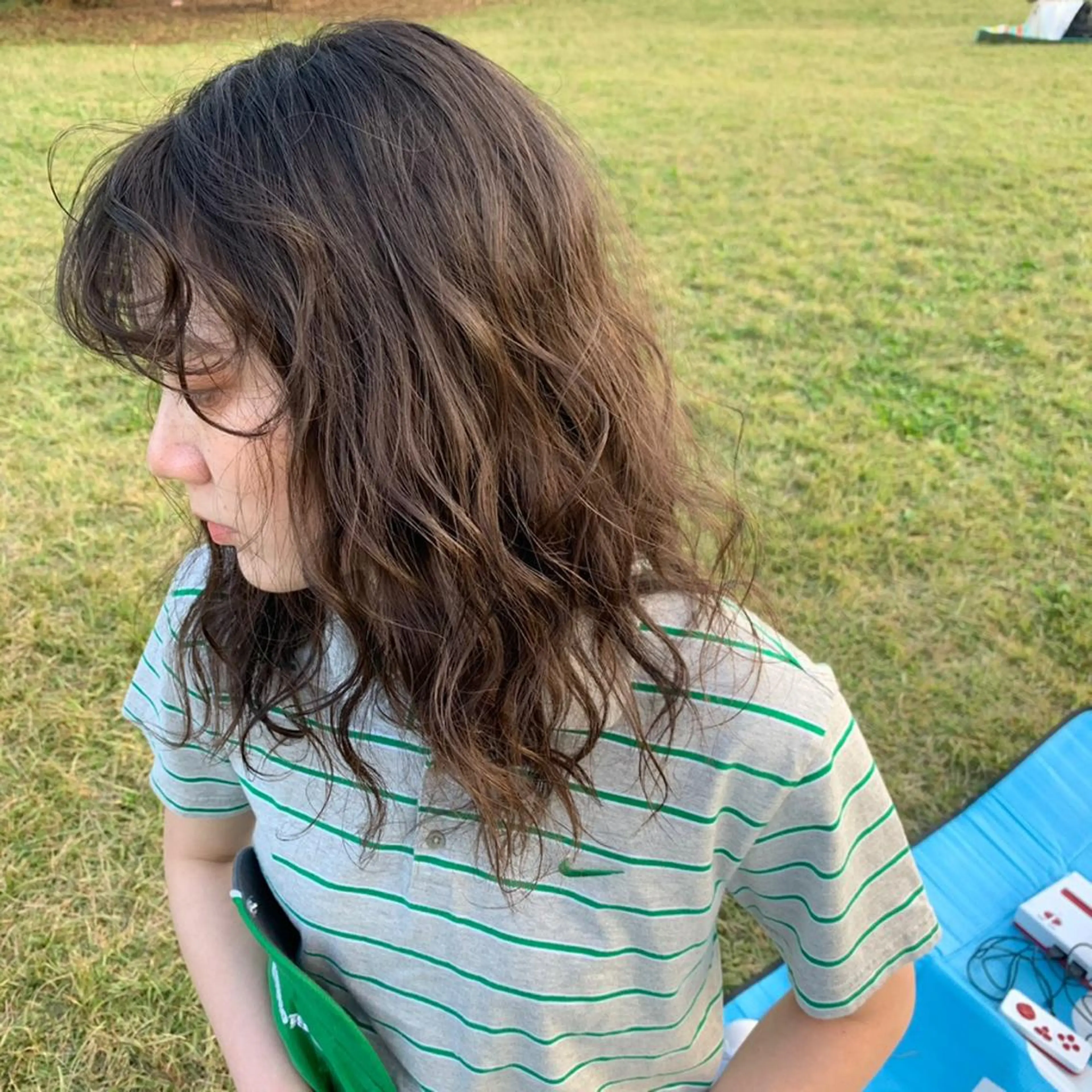 ミディアム カラー パーマ ヘアアレンジ ミディアムパーマ 表参道/髪質改善・ 透明感 colorのヘアスタイル